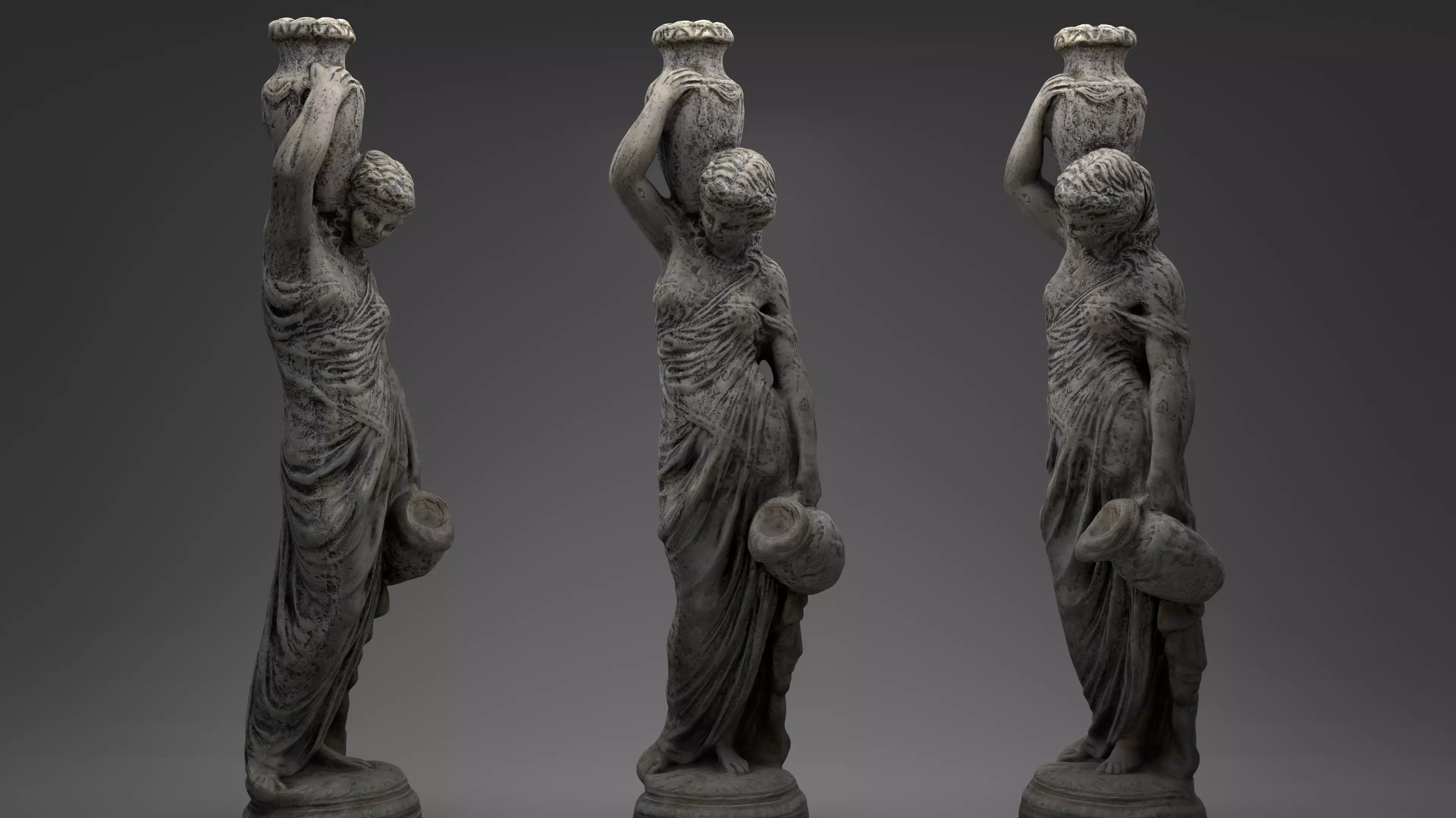Grecian Woman Statue with jugs 001 Photoscan PBR Game Ready Low-poly 3D model_0