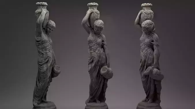 Grecian Woman Statue with jugs 001 Photoscan PBR Game Ready