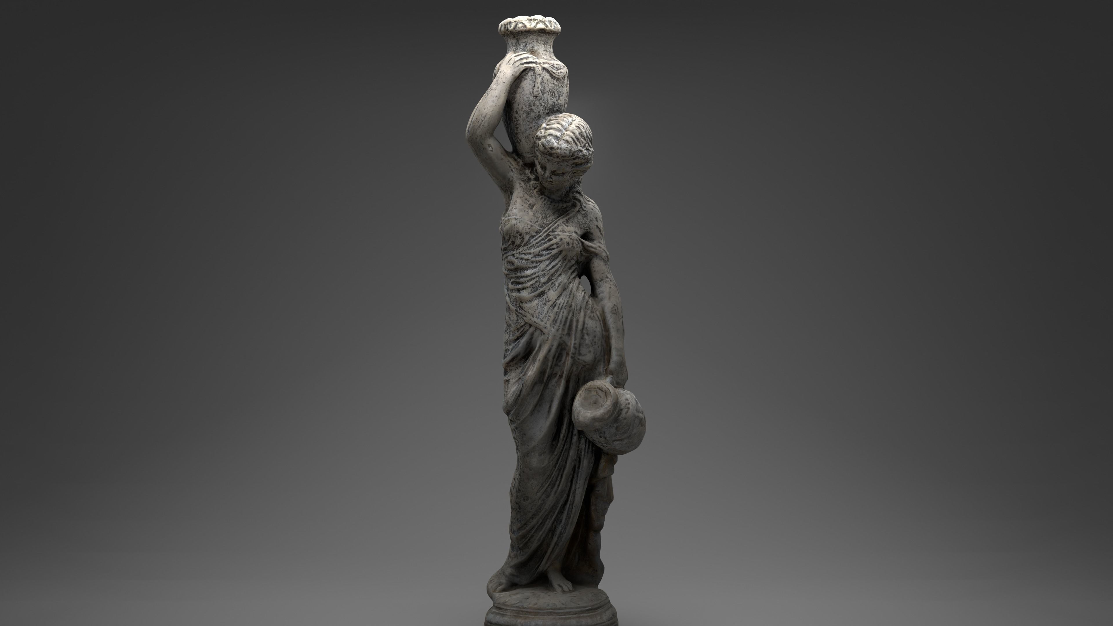 Grecian Woman Statue with jugs 001 Photoscan PBR Game Ready Low-poly 3D model_6