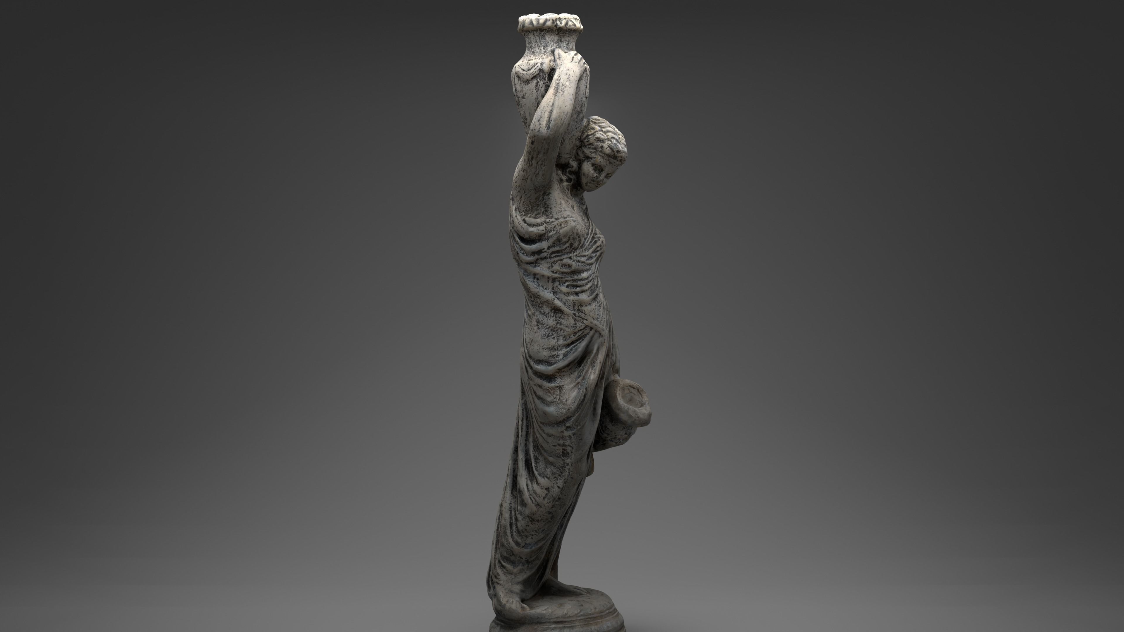 Grecian Woman Statue with jugs 001 Photoscan PBR Game Ready Low-poly 3D model_7