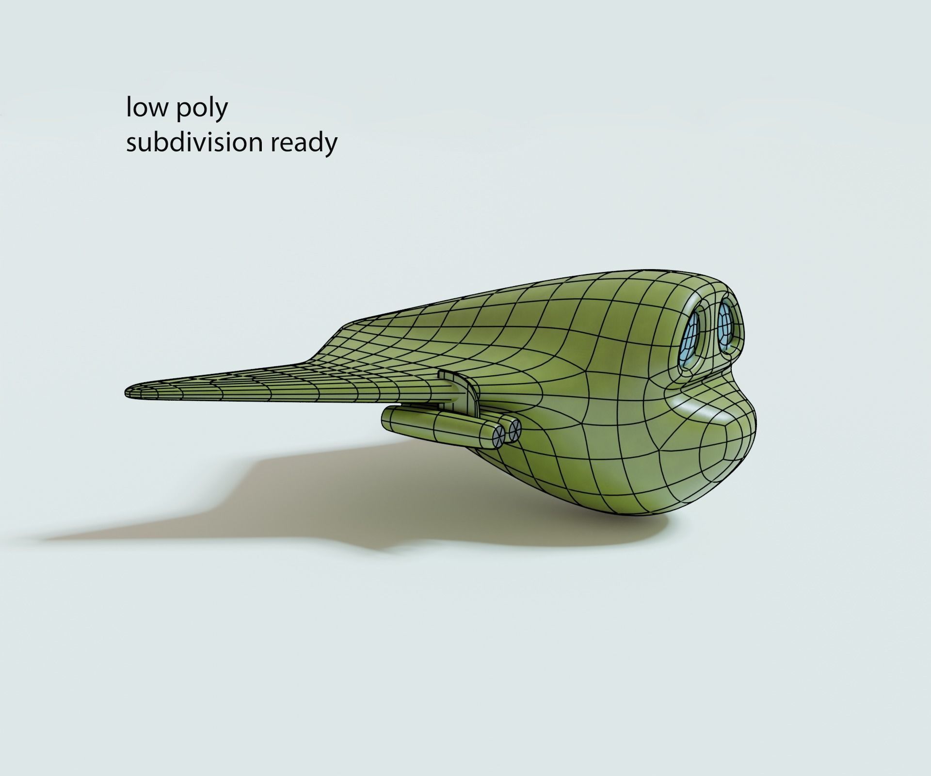 Green bomber airplane Low-poly 3D model_4