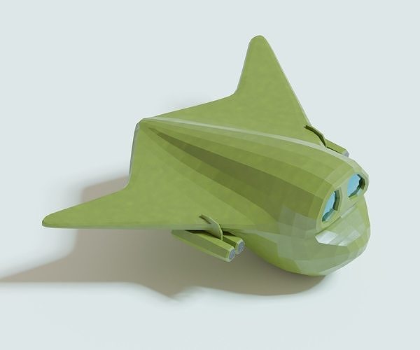 Green bomber airplane Low-poly 3D model 2