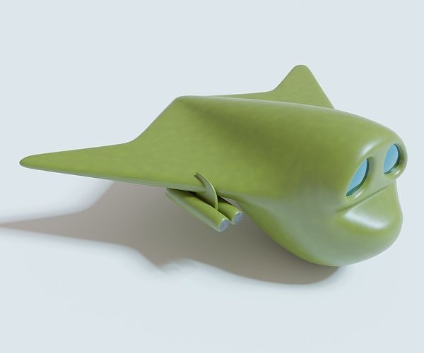 Green bomber airplane Low-poly 3D model 7