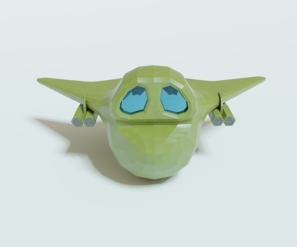 Green bomber airplane Low-poly 3D model 4
