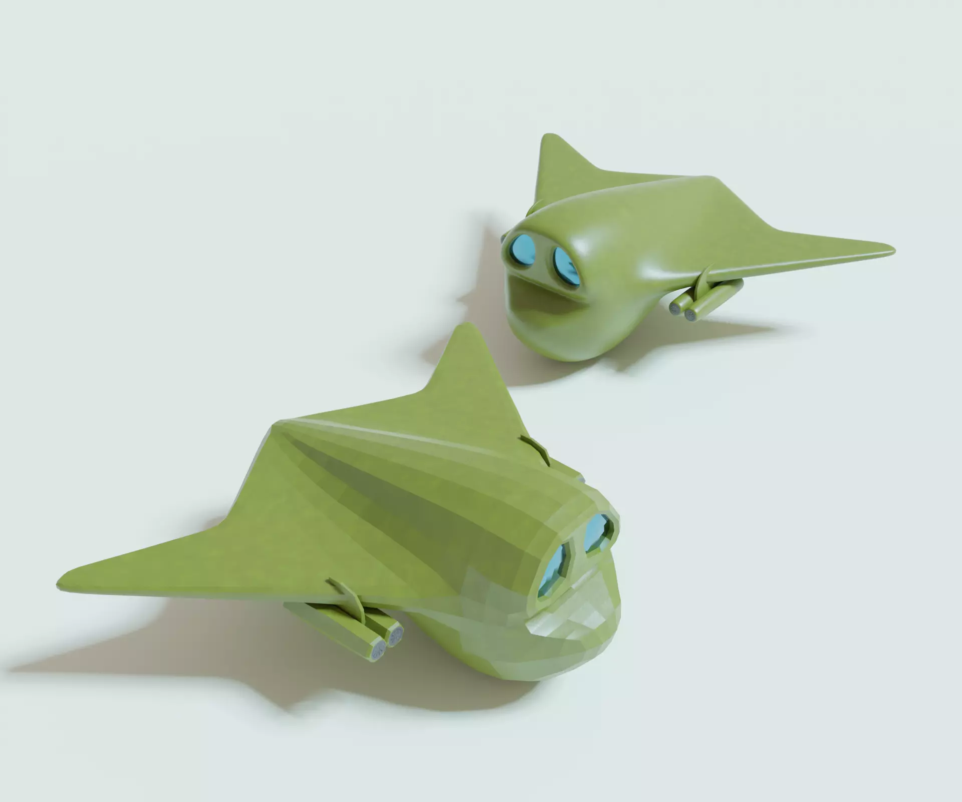 Green bomber airplane Low-poly 3D model_0