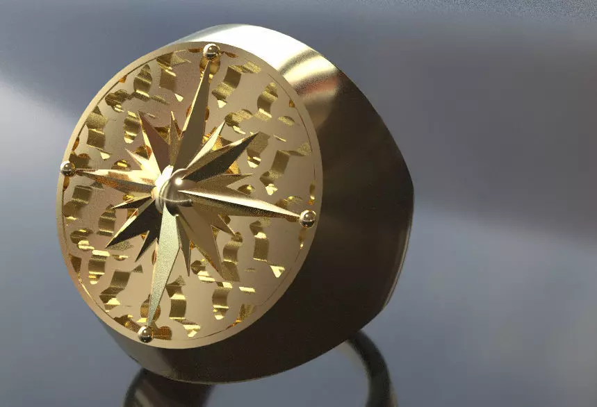 Compas rose ring  3D print model_0