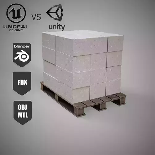 The collection is a low-poly 3D model pallet with block