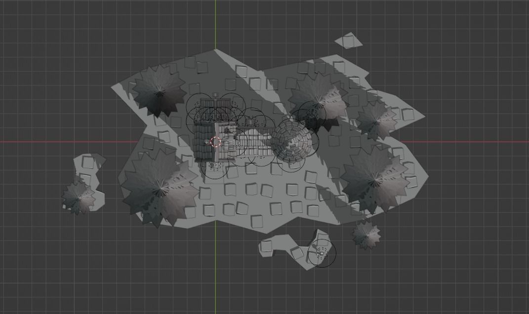 House on a floating island 3D model Blender low-poly Low-poly 3D model_8