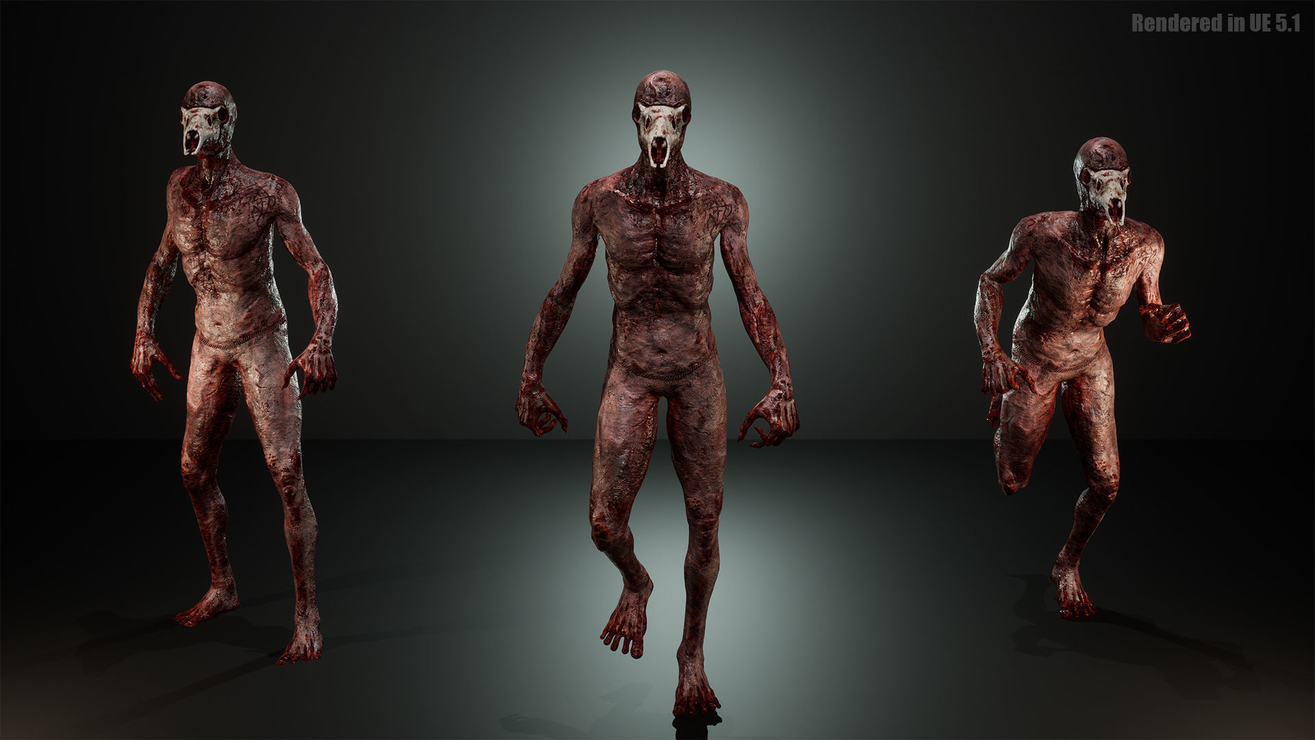 Low Poly Epic Skeleton Bloody Creature Low-poly 3D model_7