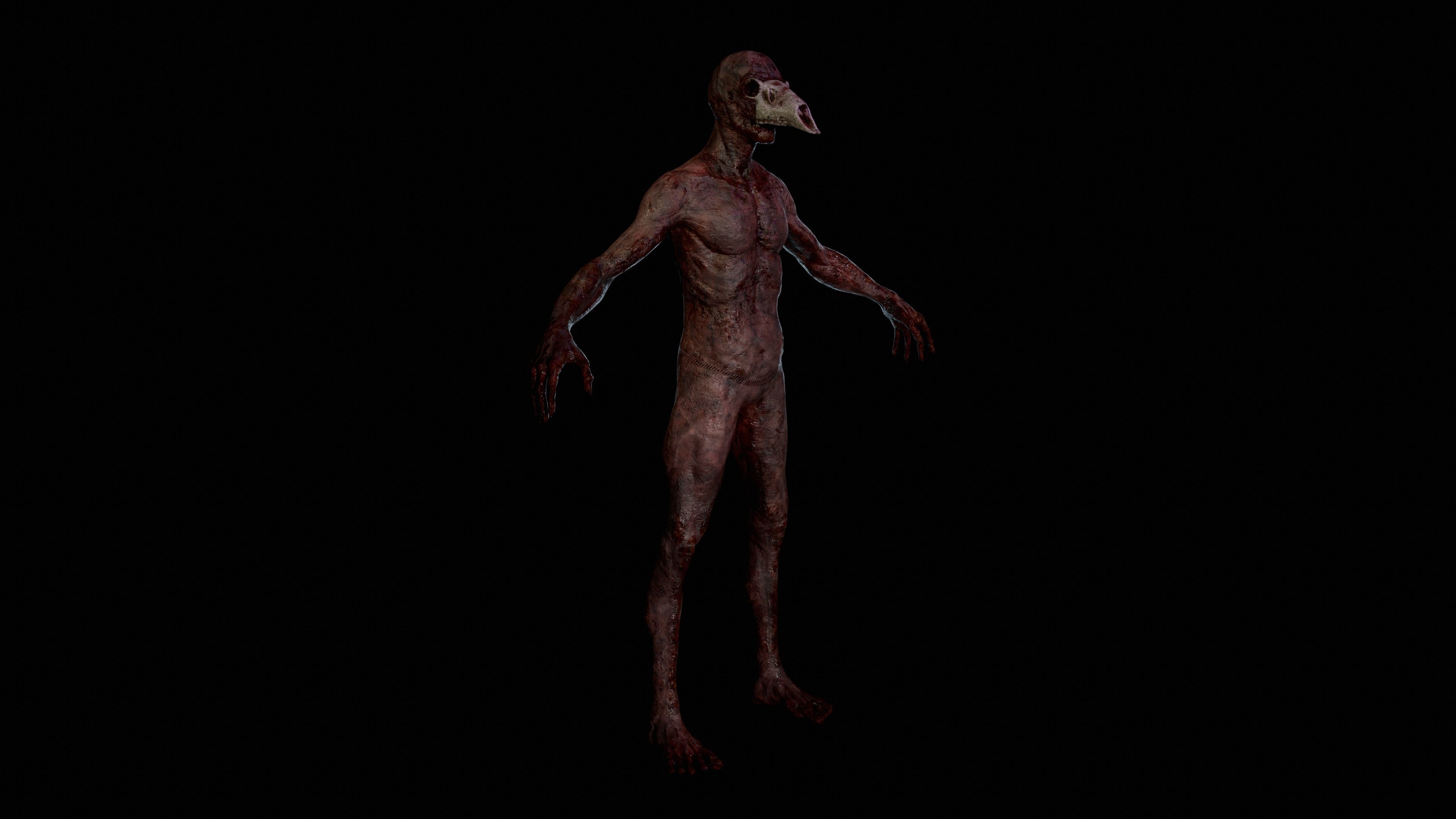 Low Poly Epic Skeleton Bloody Creature Low-poly 3D model_12