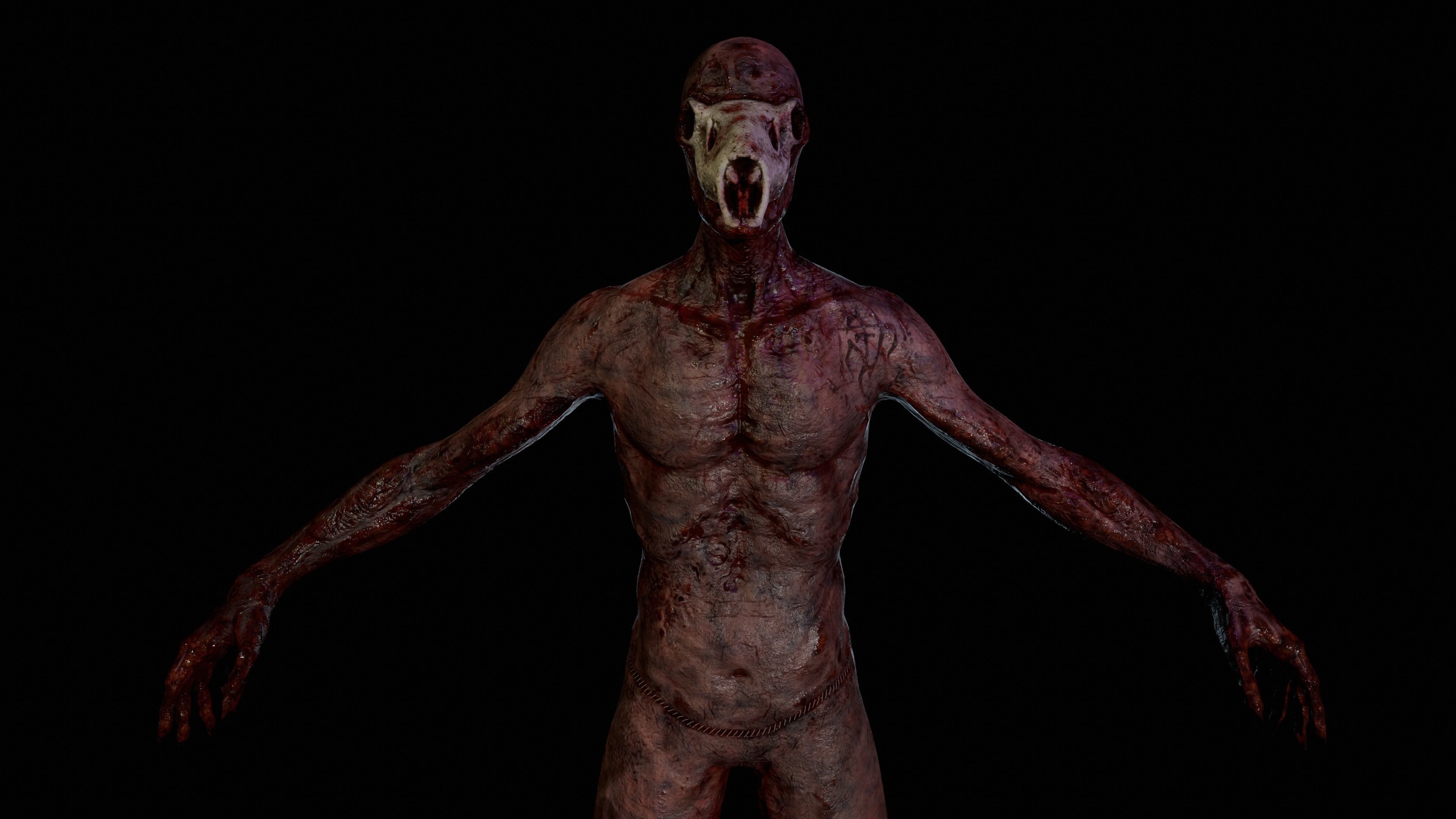 Low Poly Epic Skeleton Bloody Creature Low-poly 3D model_8