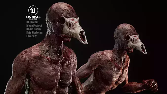 Low Poly Epic Skeleton Bloody Creature Low-poly 3D model