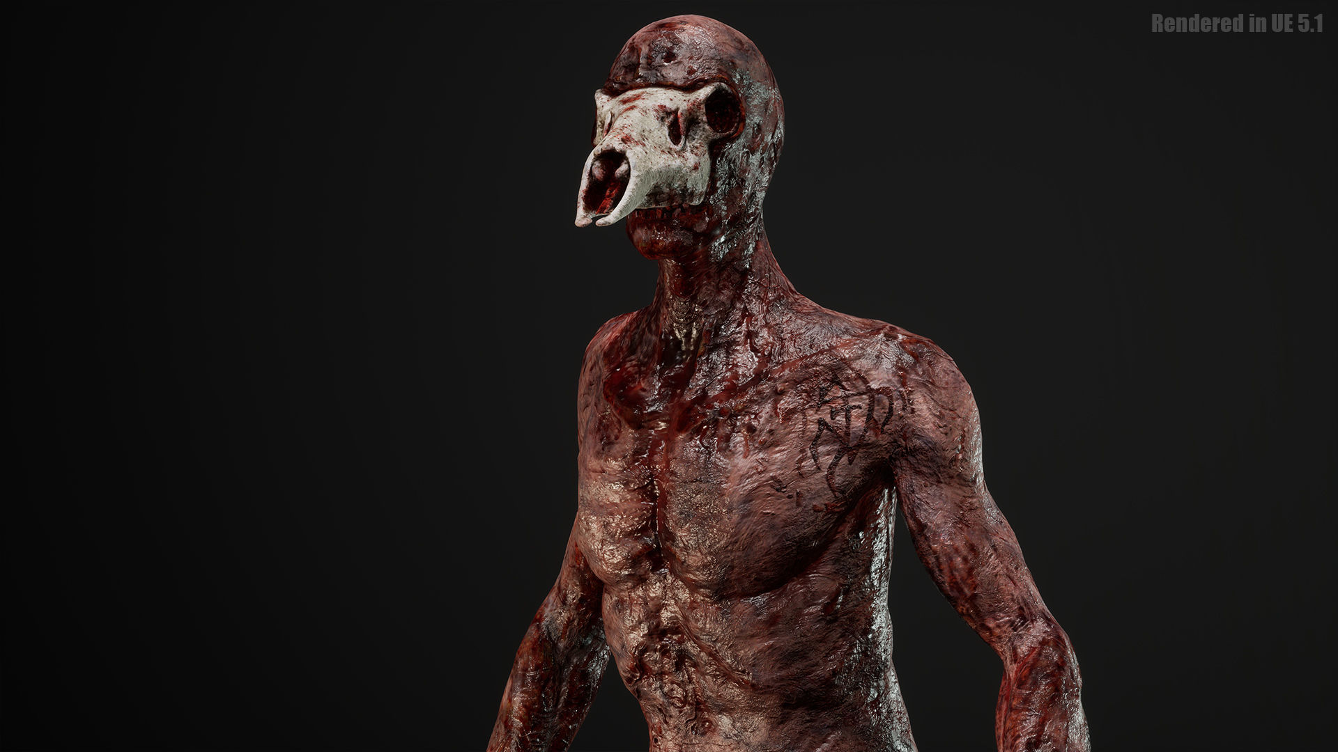 Low Poly Epic Skeleton Bloody Creature Low-poly 3D model_4