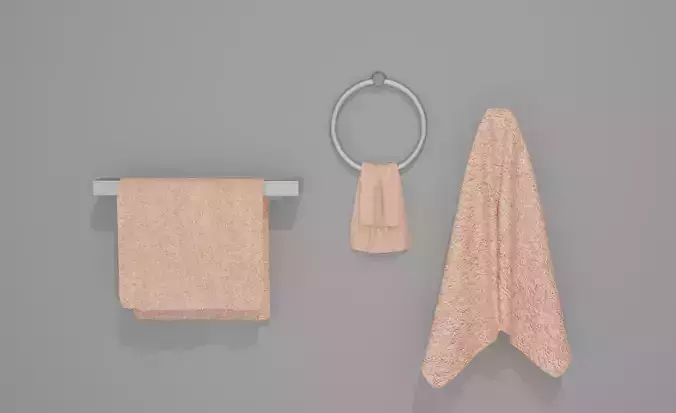 Towels set towel hanging on wall