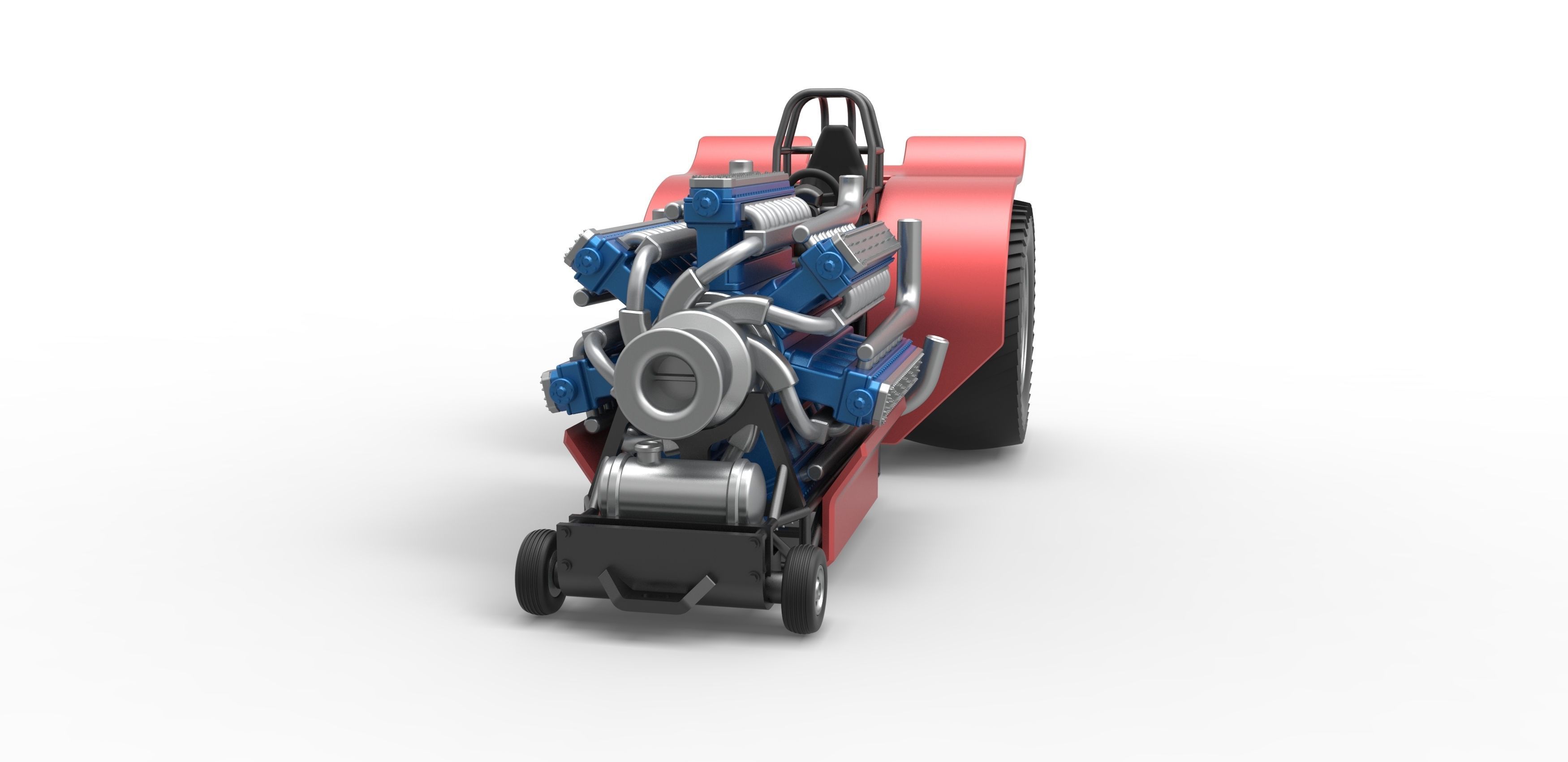 Pulling tractor 42 cylinder Radial engine Scale 1 to 25 3D print model_4