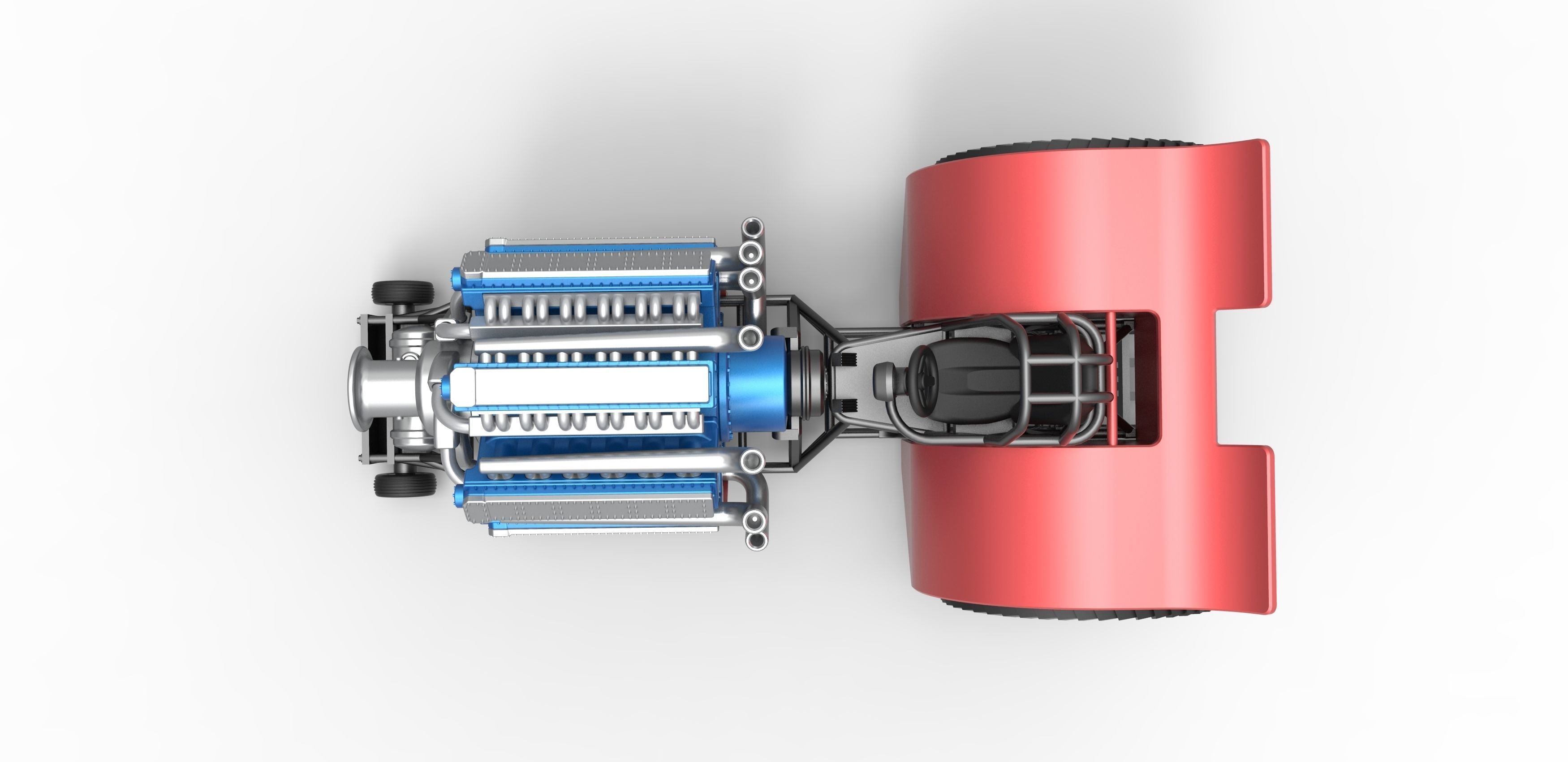 Pulling tractor 42 cylinder Radial engine Scale 1 to 25 3D print model_10