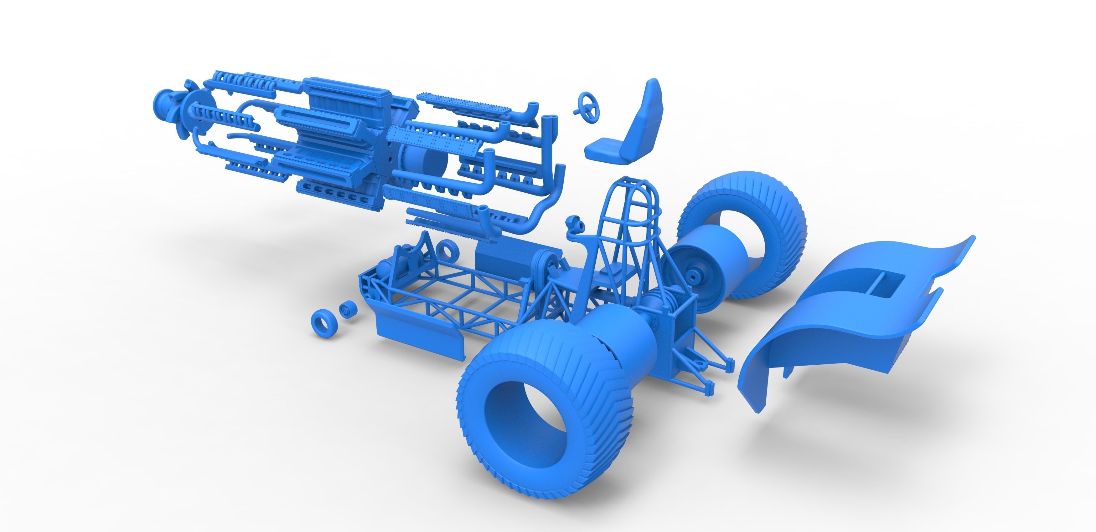 Pulling tractor 42 cylinder Radial engine Scale 1 to 25 3D print model_33