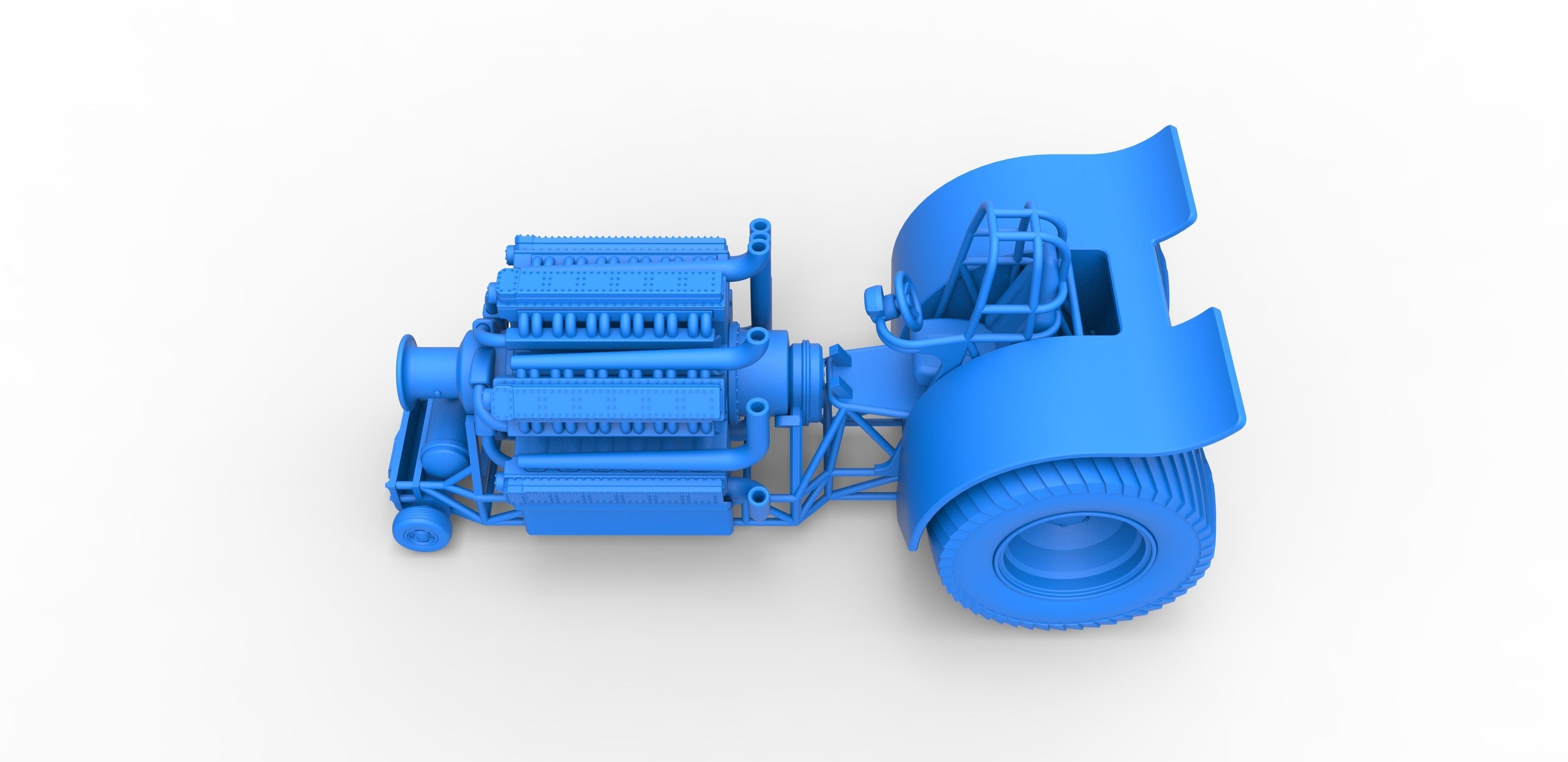 Pulling tractor 42 cylinder Radial engine Scale 1 to 25 3D print model_22