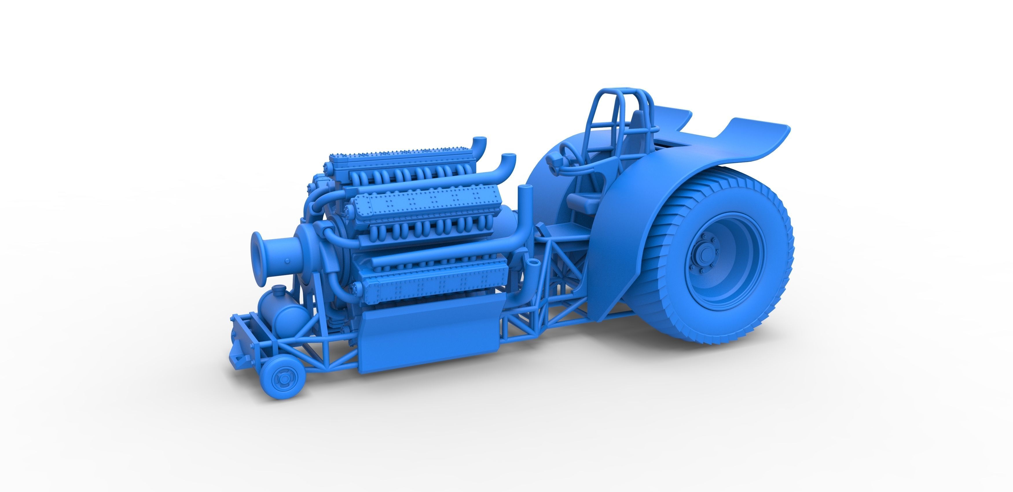 Pulling tractor 42 cylinder Radial engine Scale 1 to 25 3D print model_15