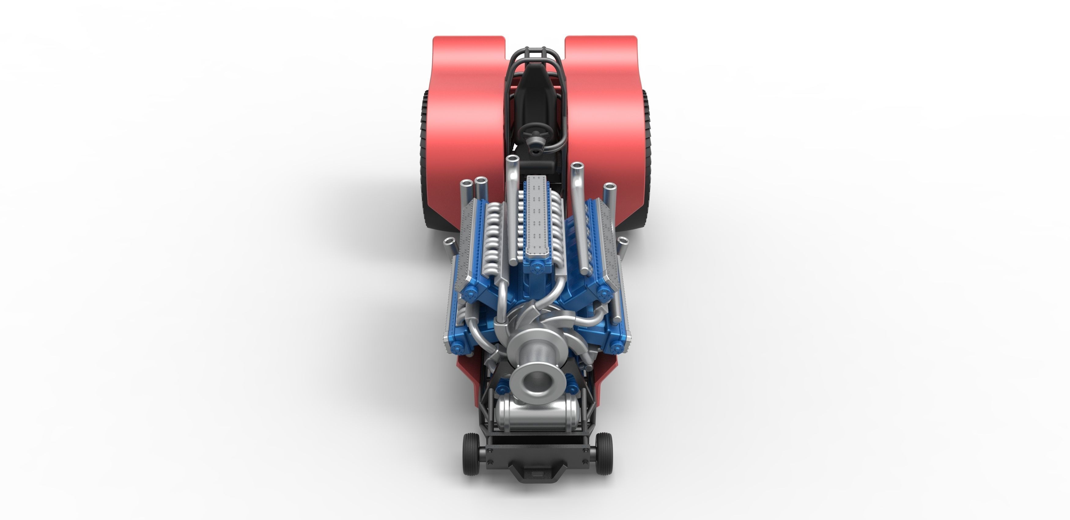 Pulling tractor 42 cylinder Radial engine Scale 1 to 25 3D print model_6