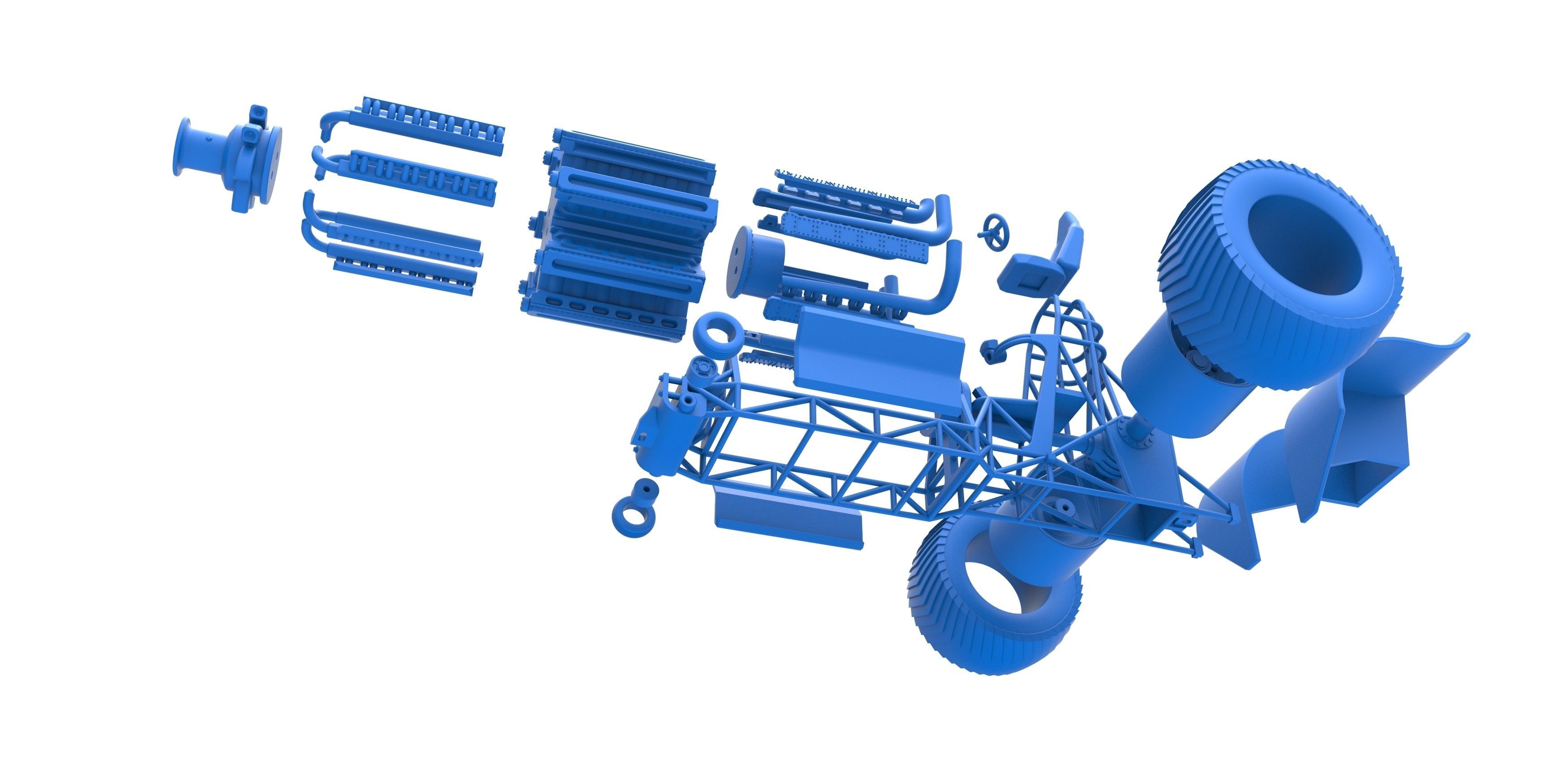 Pulling tractor 42 cylinder Radial engine Scale 1 to 25 3D print model_29