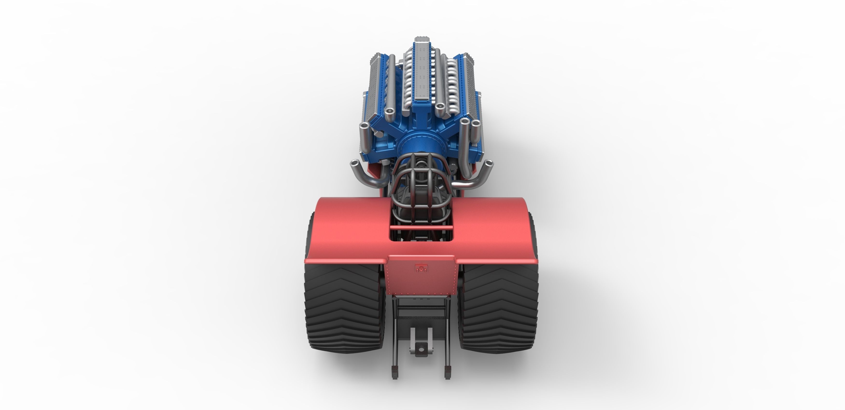 Pulling tractor 42 cylinder Radial engine Scale 1 to 25 3D print model_13