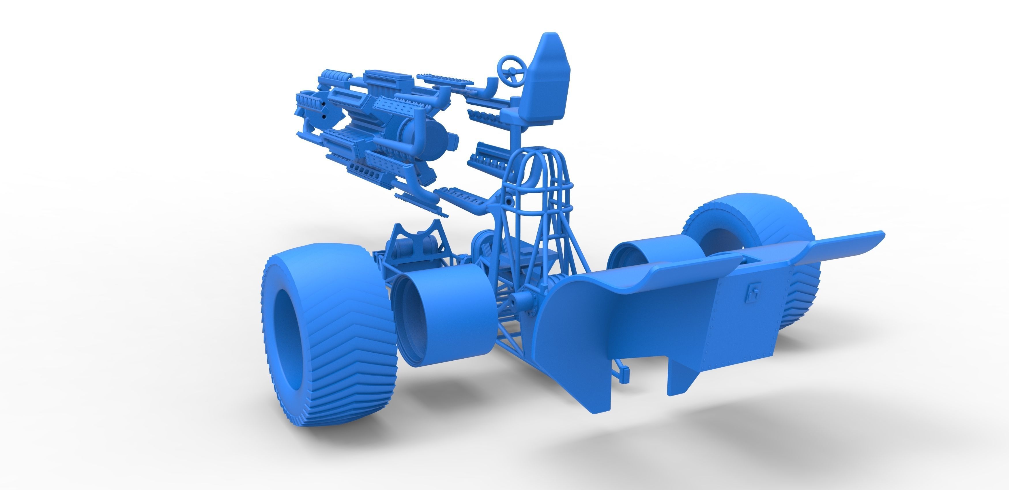 Pulling tractor 42 cylinder Radial engine Scale 1 to 25 3D print model_34