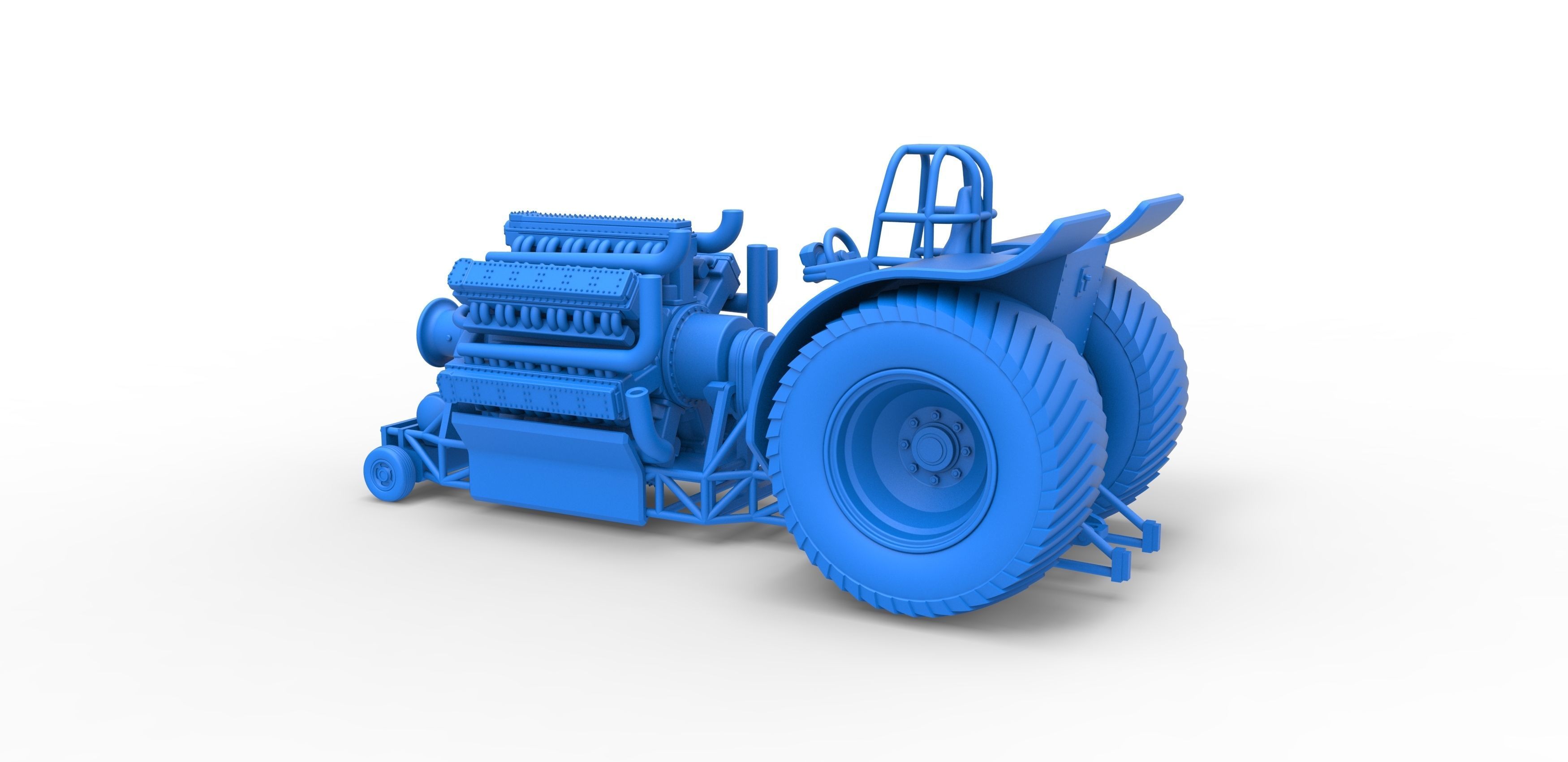 Pulling tractor 42 cylinder Radial engine Scale 1 to 25 3D print model_24