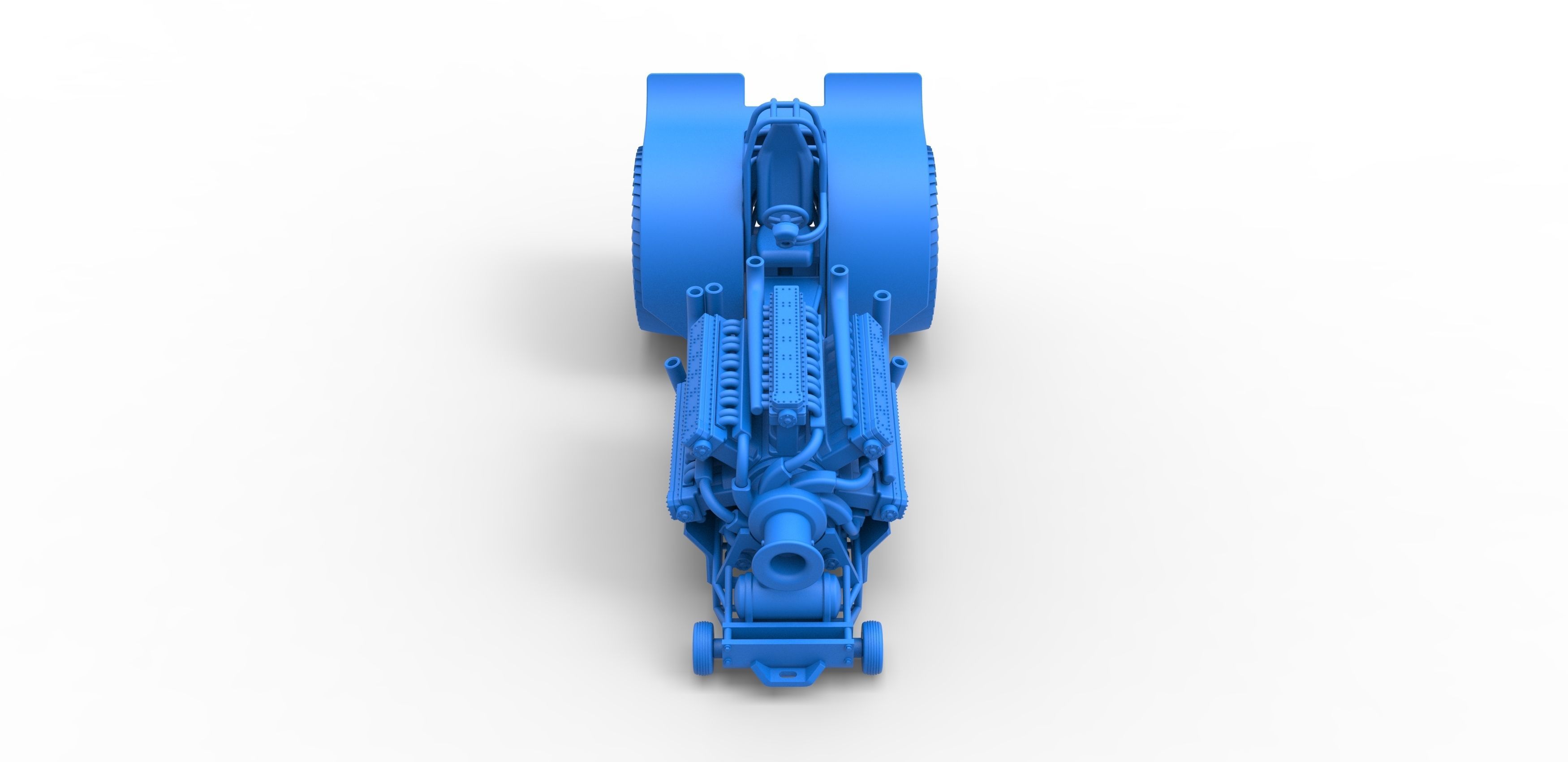 Pulling tractor 42 cylinder Radial engine Scale 1 to 25 3D print model_19