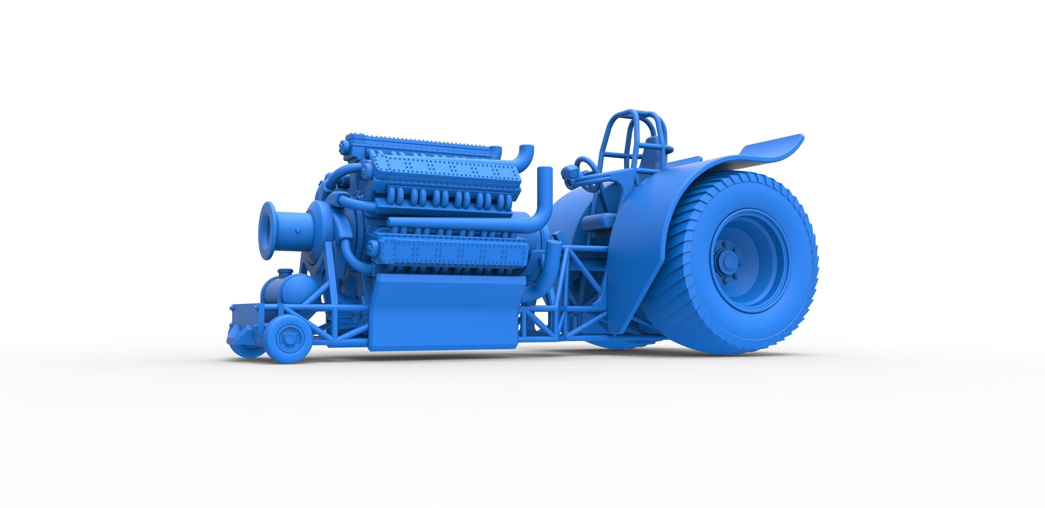 Pulling tractor 42 cylinder Radial engine Scale 1 to 25 3D print model_16