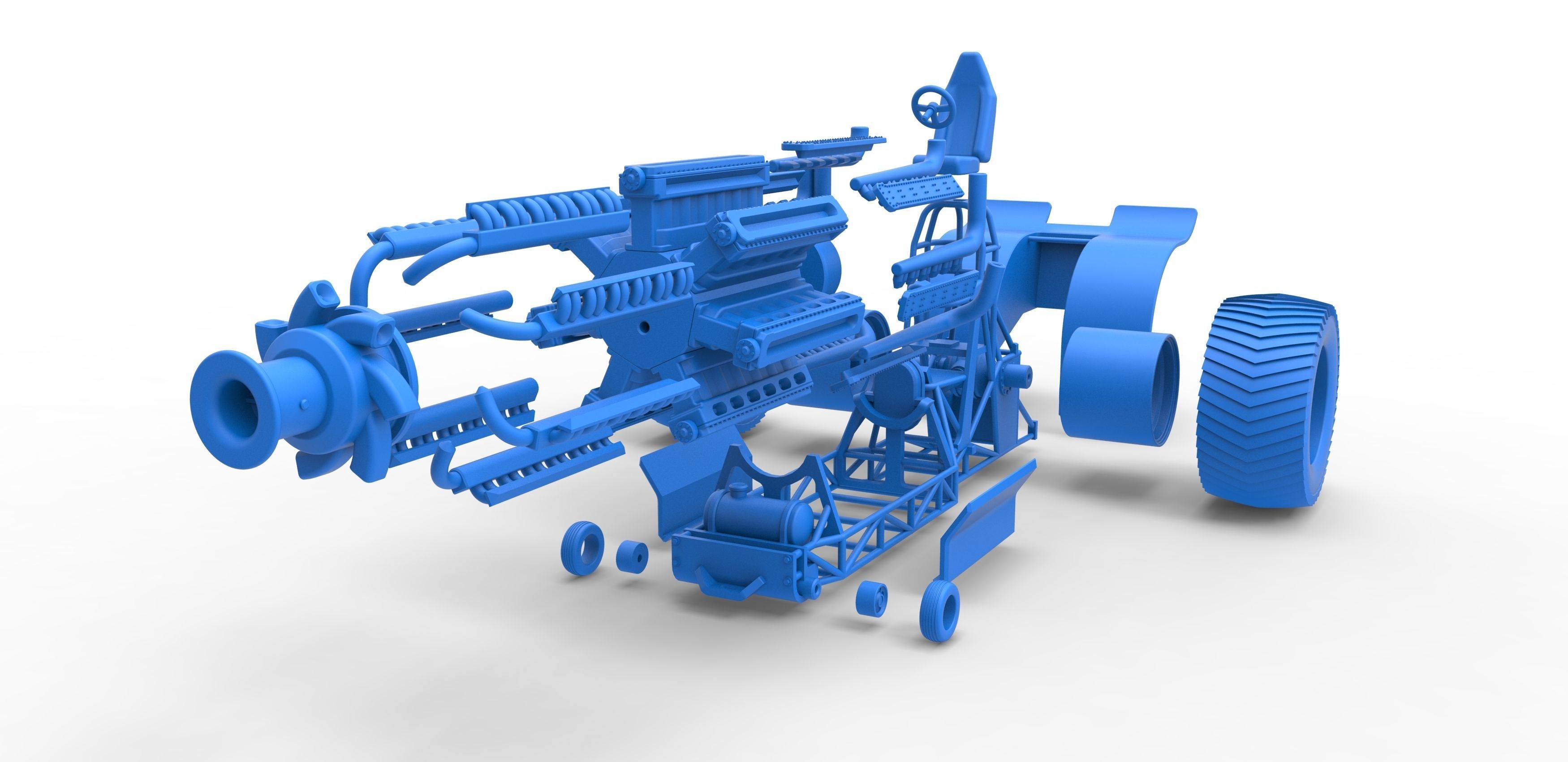 Pulling tractor 42 cylinder Radial engine Scale 1 to 25 3D print model_30