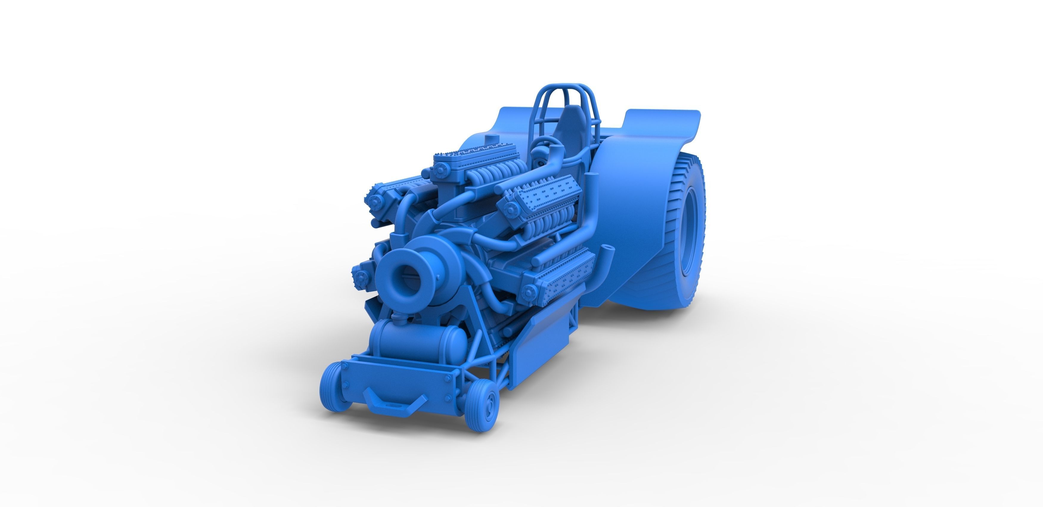 Pulling tractor 42 cylinder Radial engine Scale 1 to 25 3D print model_17