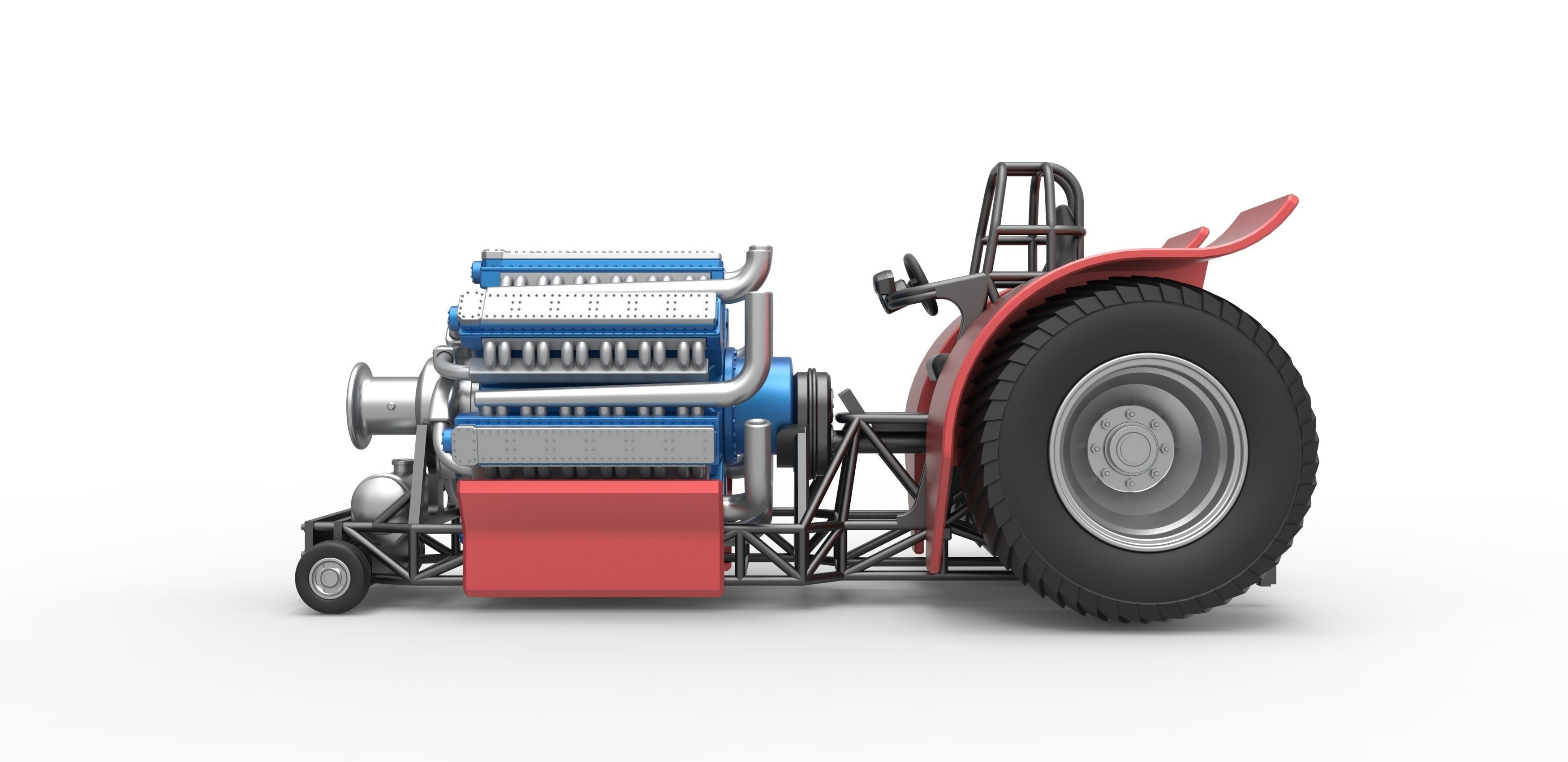 Pulling tractor 42 cylinder Radial engine Scale 1 to 25 3D print model_8