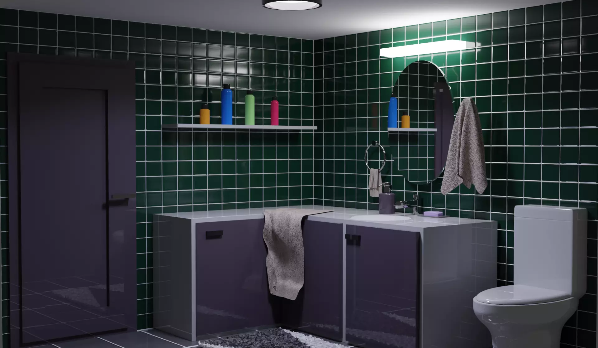 Bathroom with toilet and sink Free 3D model