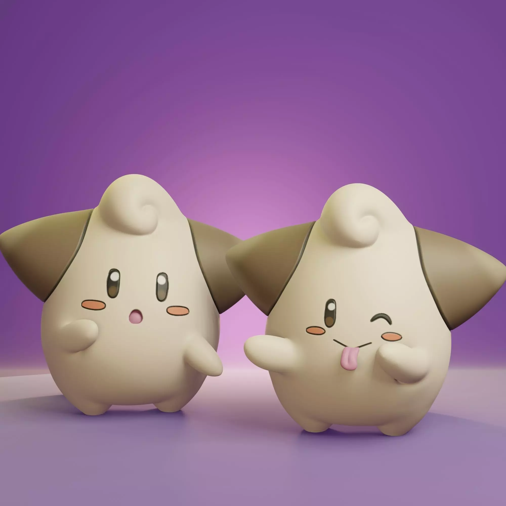 Pokemon - Cleffa with 2 different poses 3D print model_0
