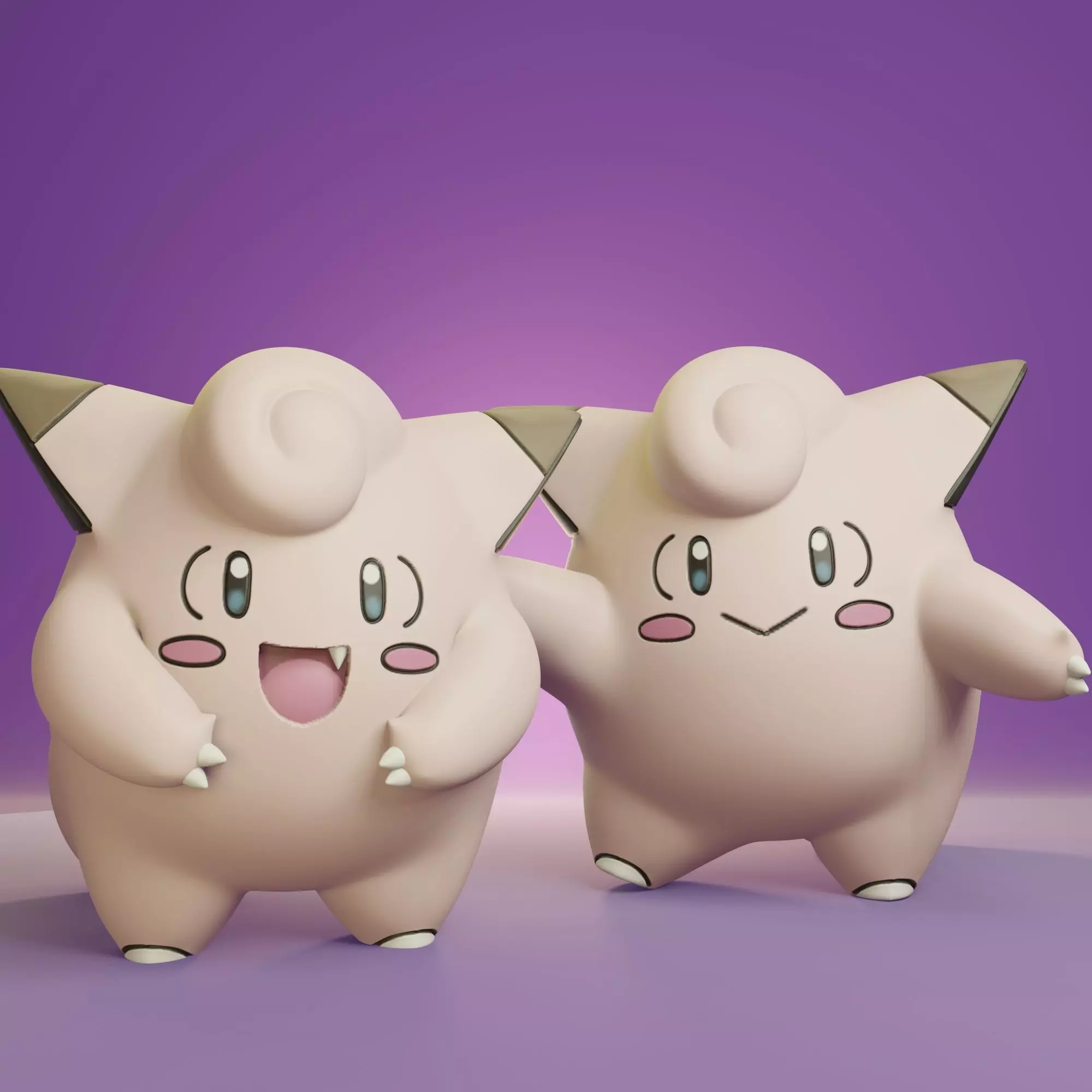 Pokemon - Clefairy with 2 different poses 3D print model