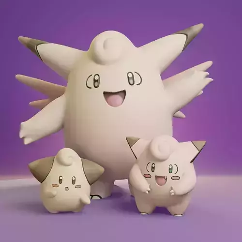 Pokemon - Cleffa Clefairy and Clefable 3D print model
