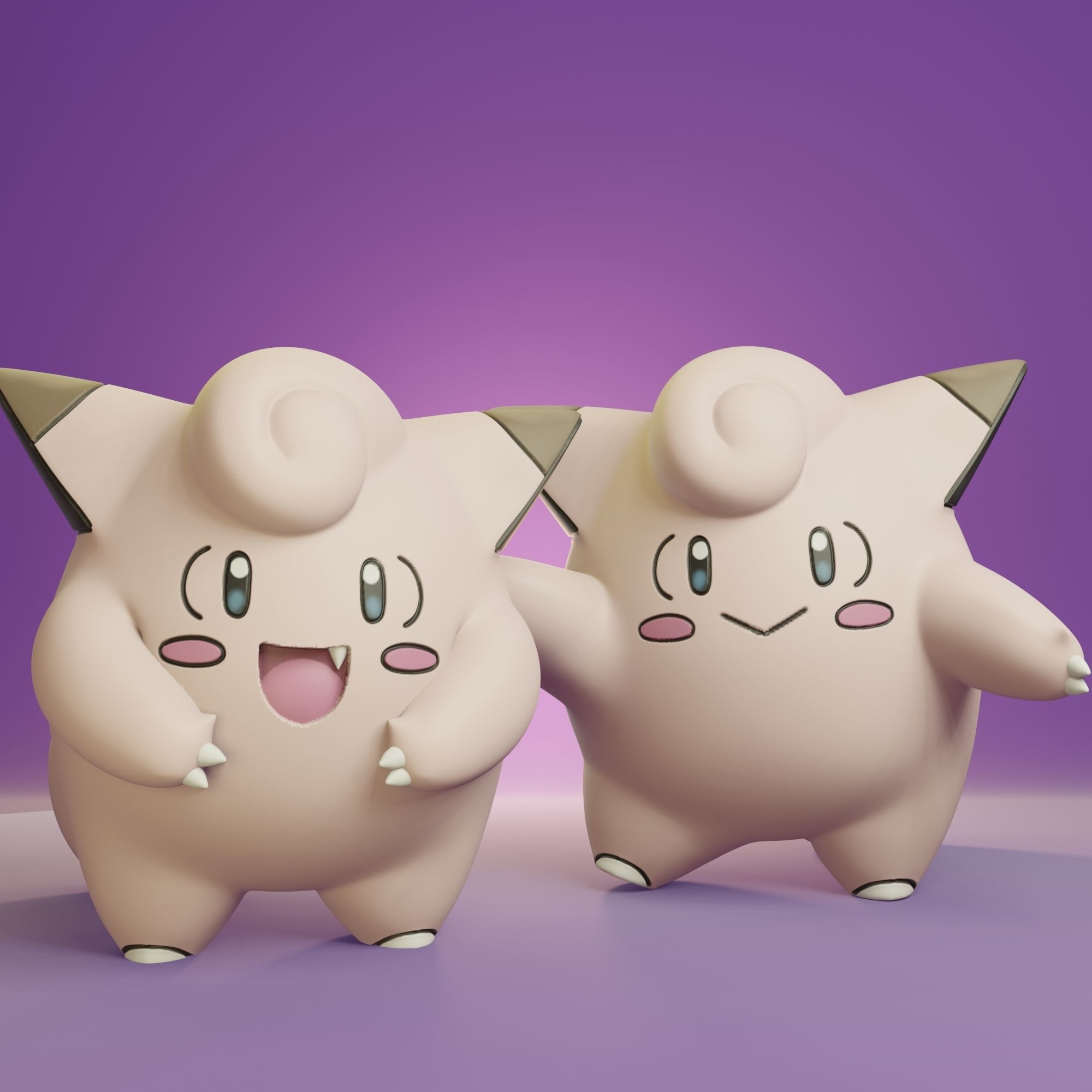 Pokemon - Cleffa Clefairy and Clefable 3D print model_12