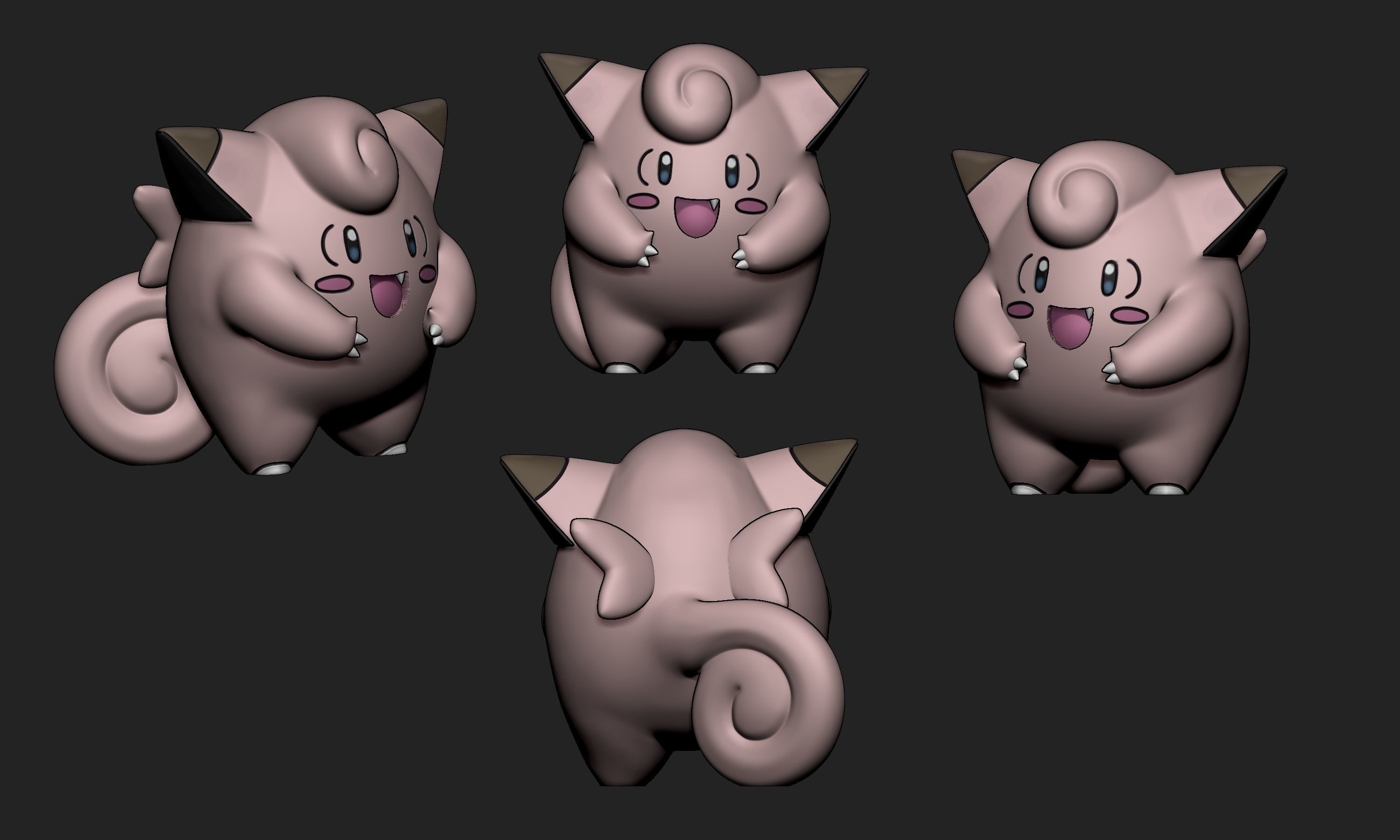 Pokemon - Cleffa Clefairy and Clefable 3D print model_14