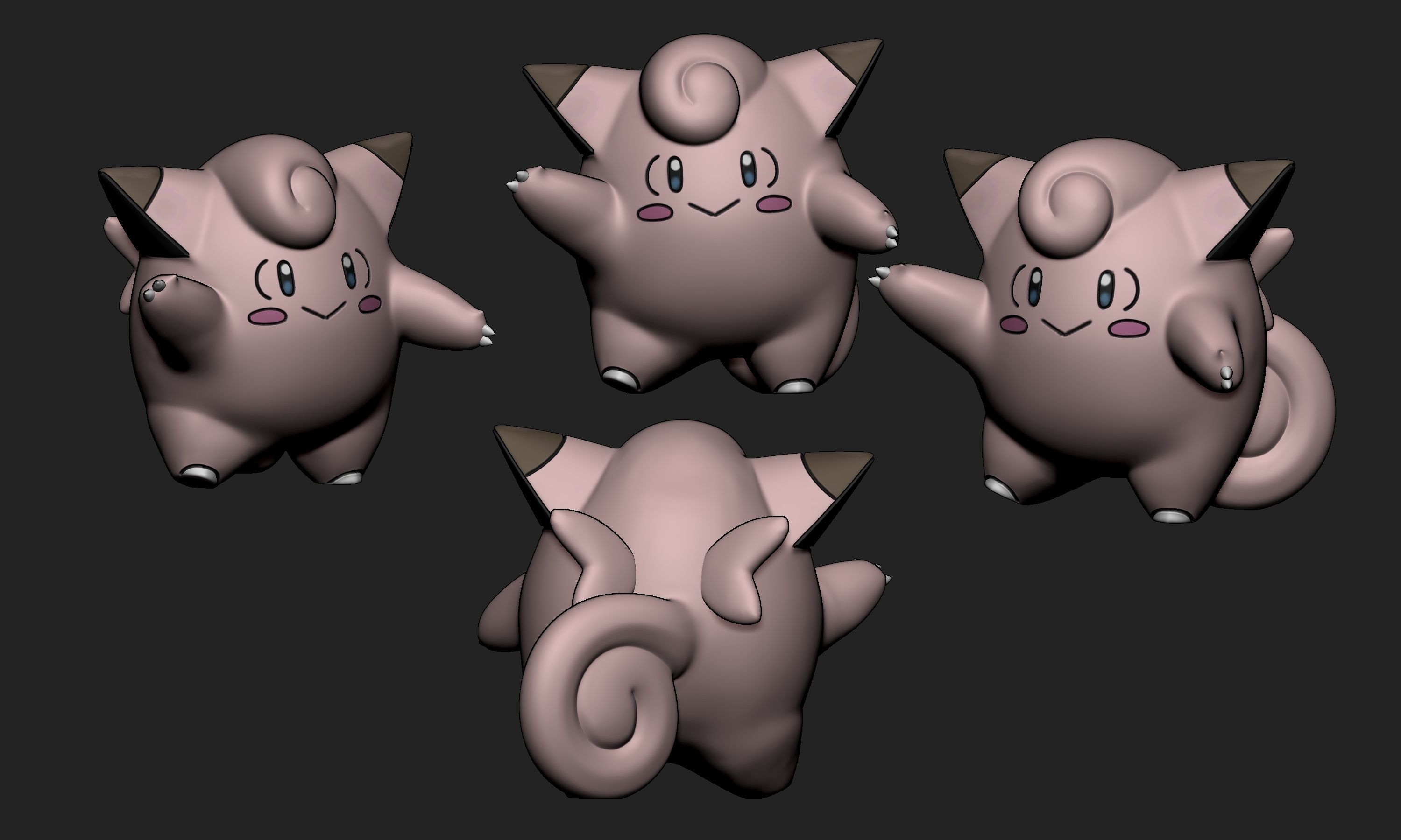 Pokemon - Cleffa Clefairy and Clefable 3D print model_16
