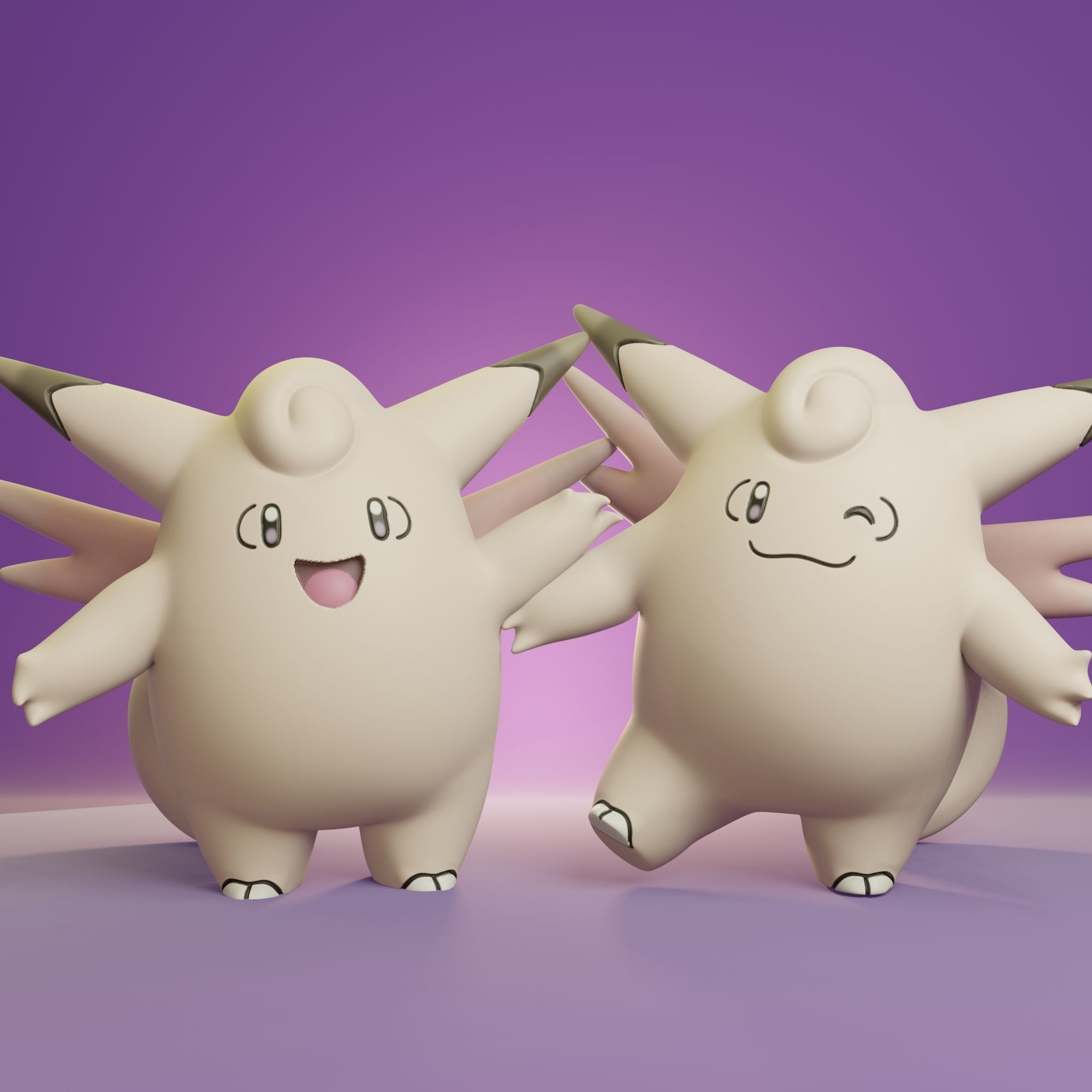 Pokemon - Cleffa Clefairy and Clefable 3D print model_17