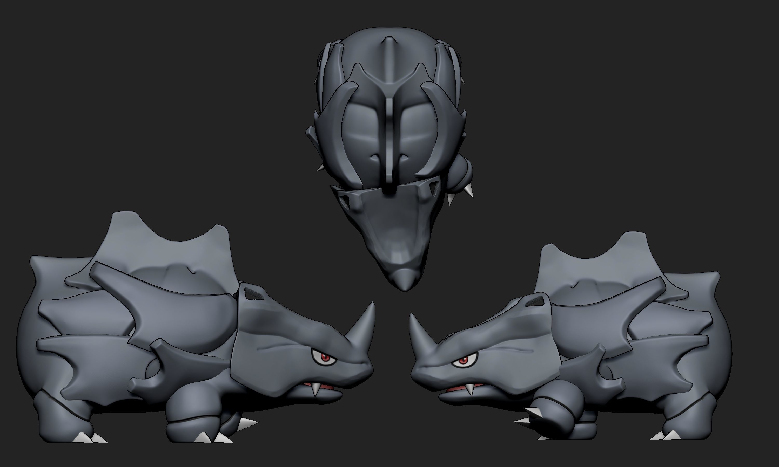 Pokemon - Rhyhorn with 2 different poses 3D print model_3