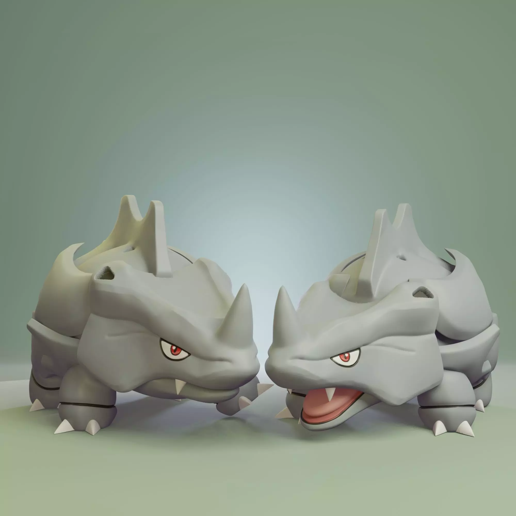 Pokemon - Rhyhorn with 2 different poses 3D print model_0