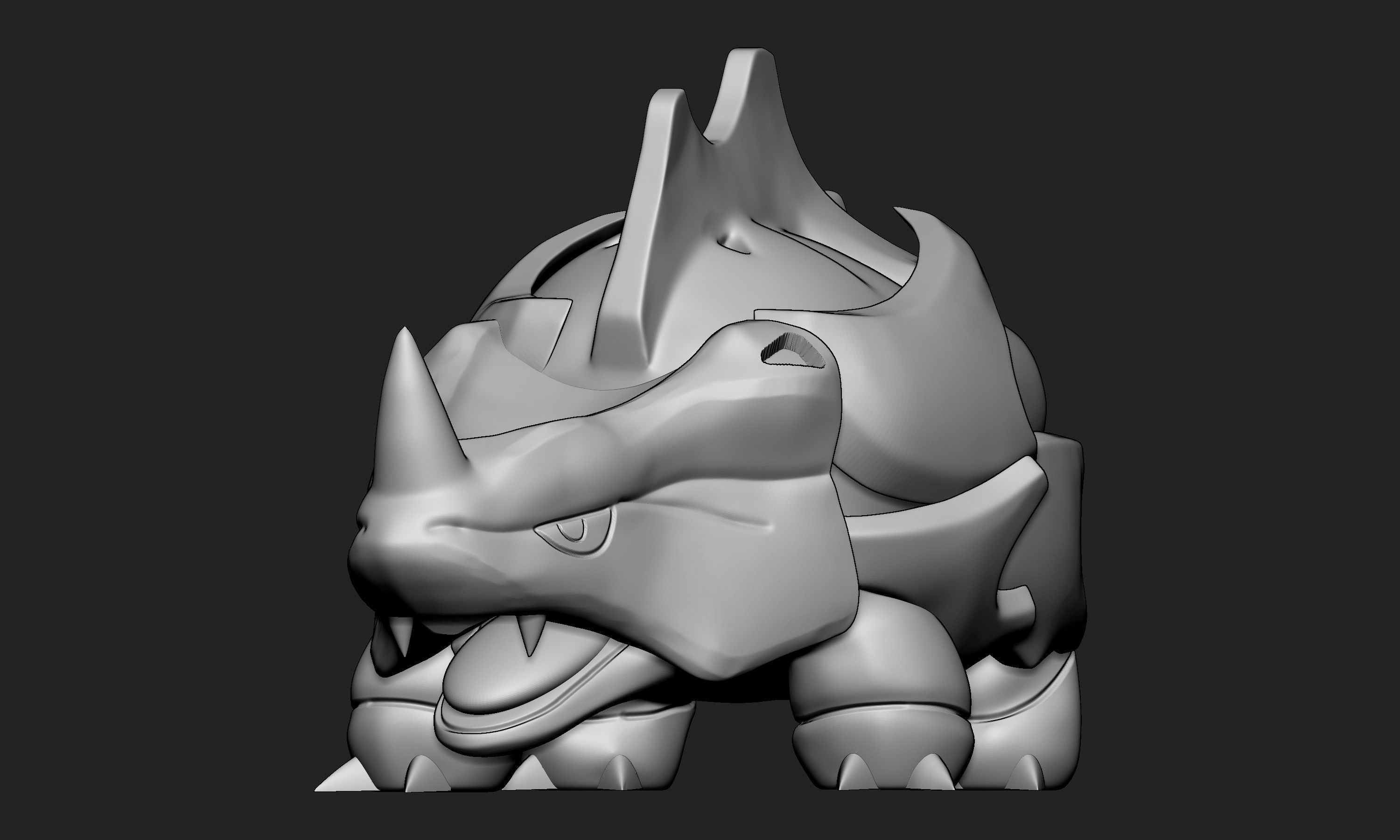 Pokemon - Rhyhorn with 2 different poses 3D print model_9