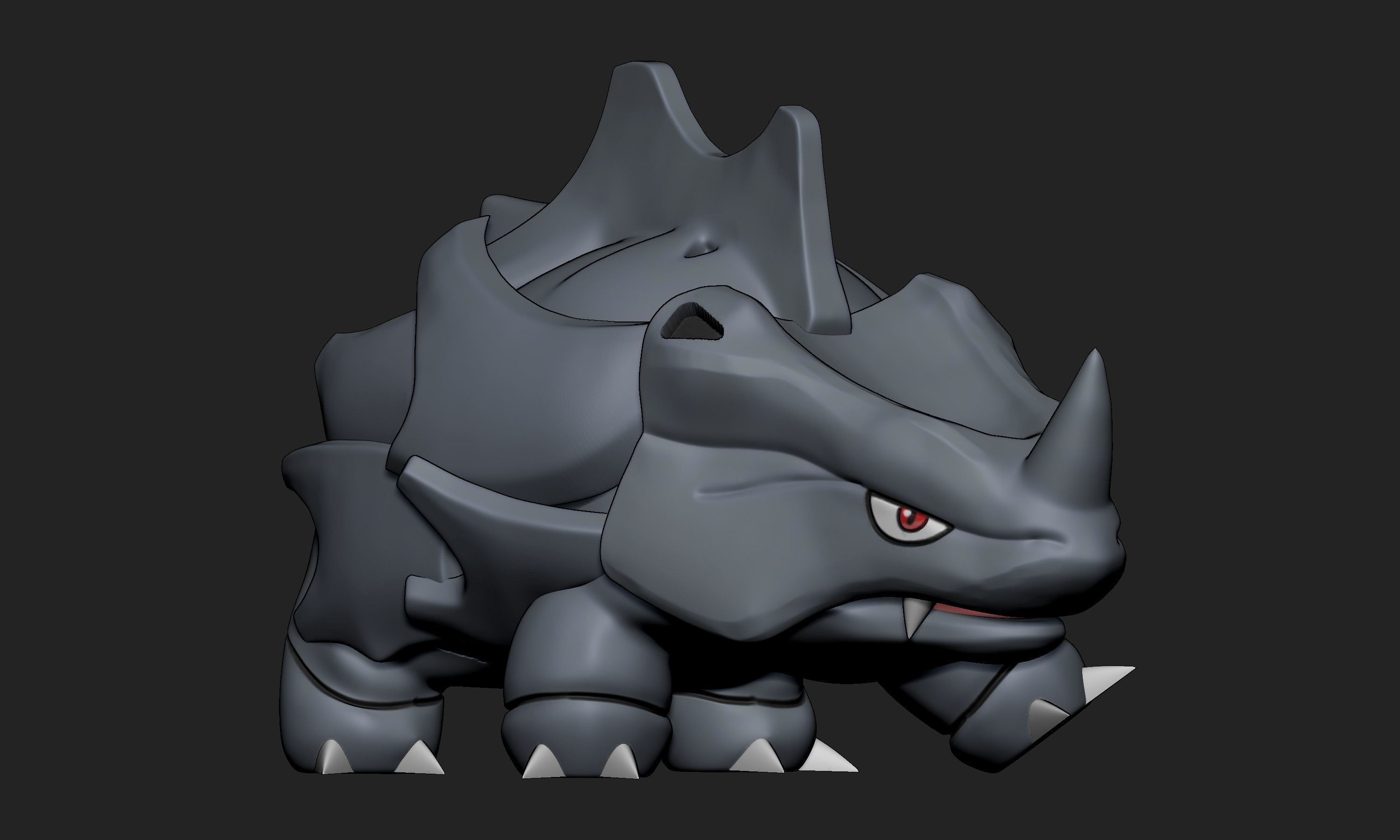 Pokemon - Rhyhorn with 2 different poses 3D print model_1