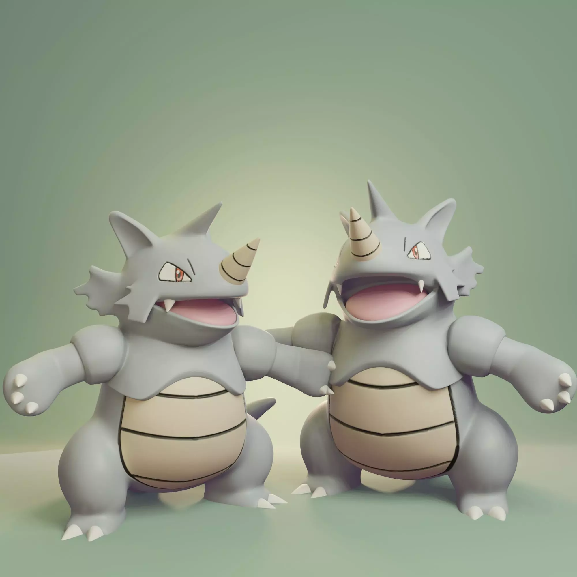 Pokemon - Rhydon with 2 different poses 3D print model_0