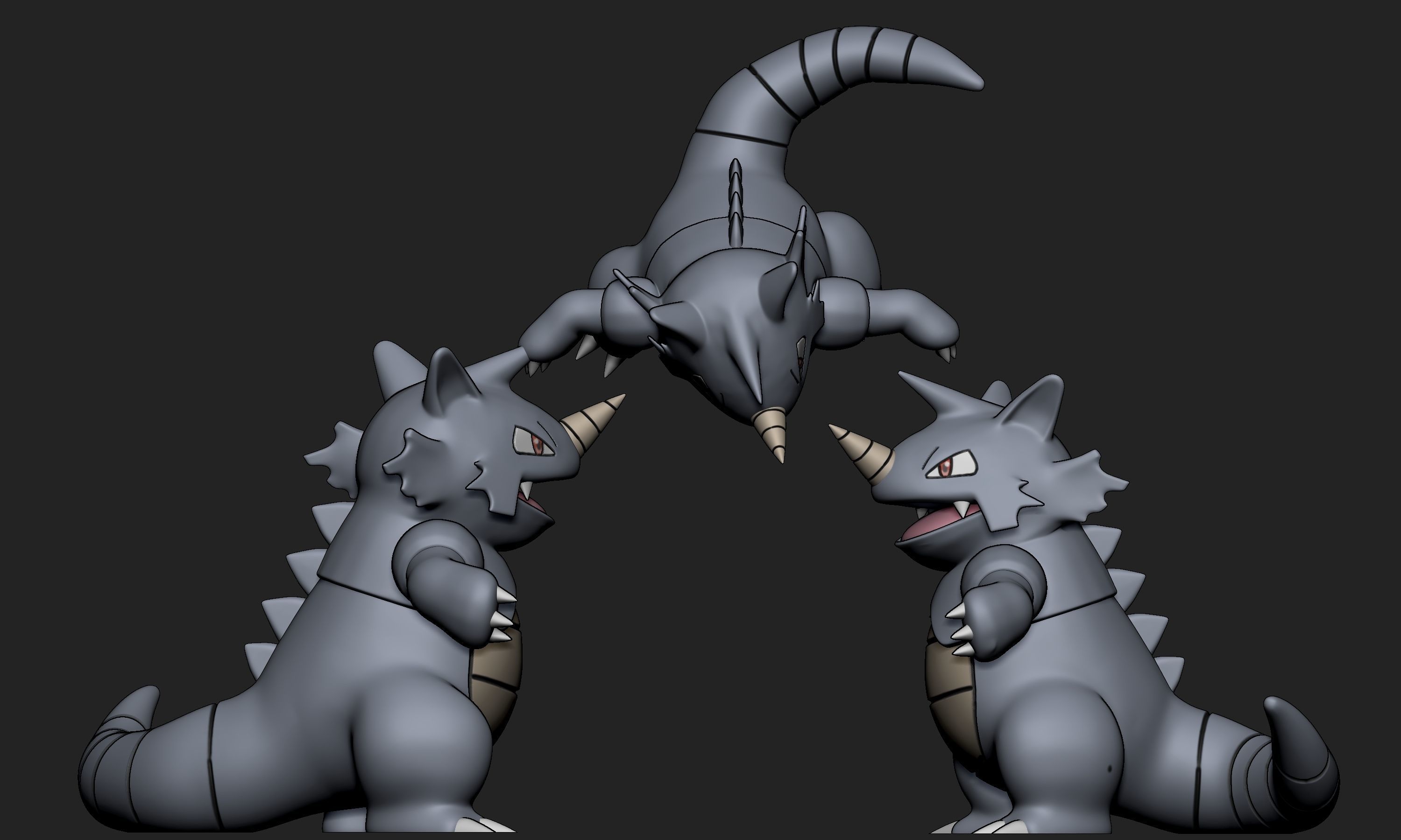 Pokemon - Rhydon with 2 different poses 3D print model_3