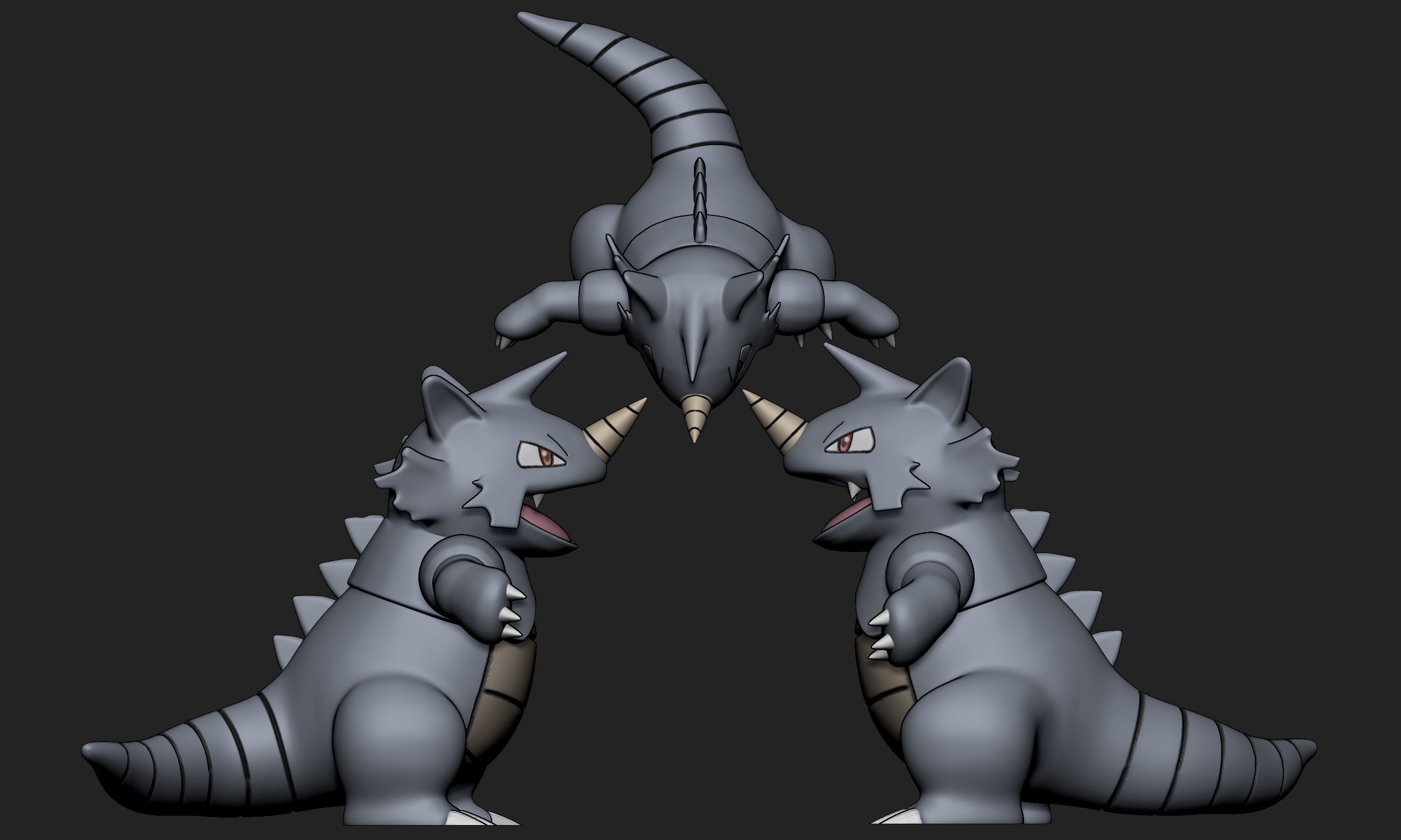 Pokemon - Rhydon with 2 different poses 3D print model_8