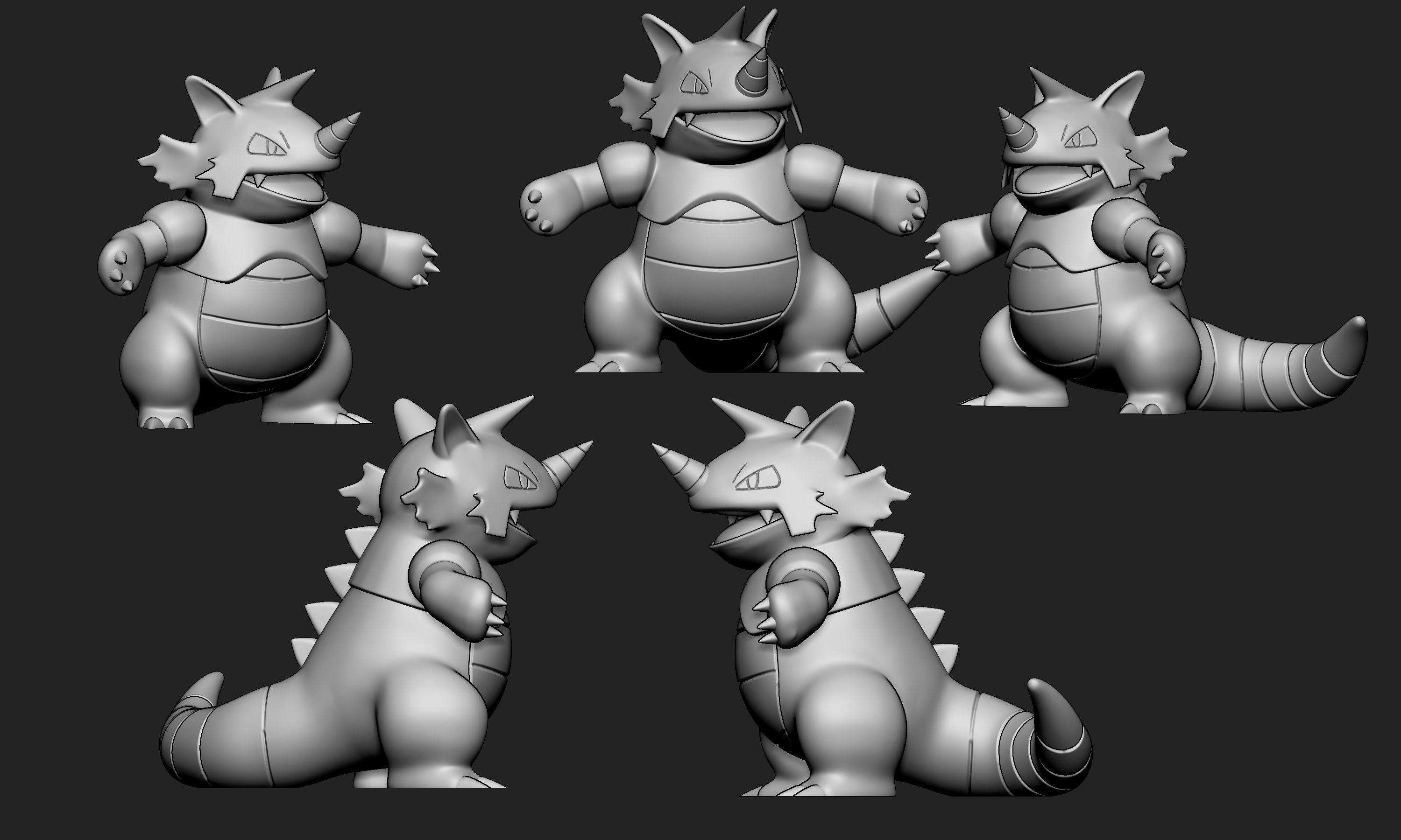 Pokemon - Rhydon with 2 different poses 3D print model_5
