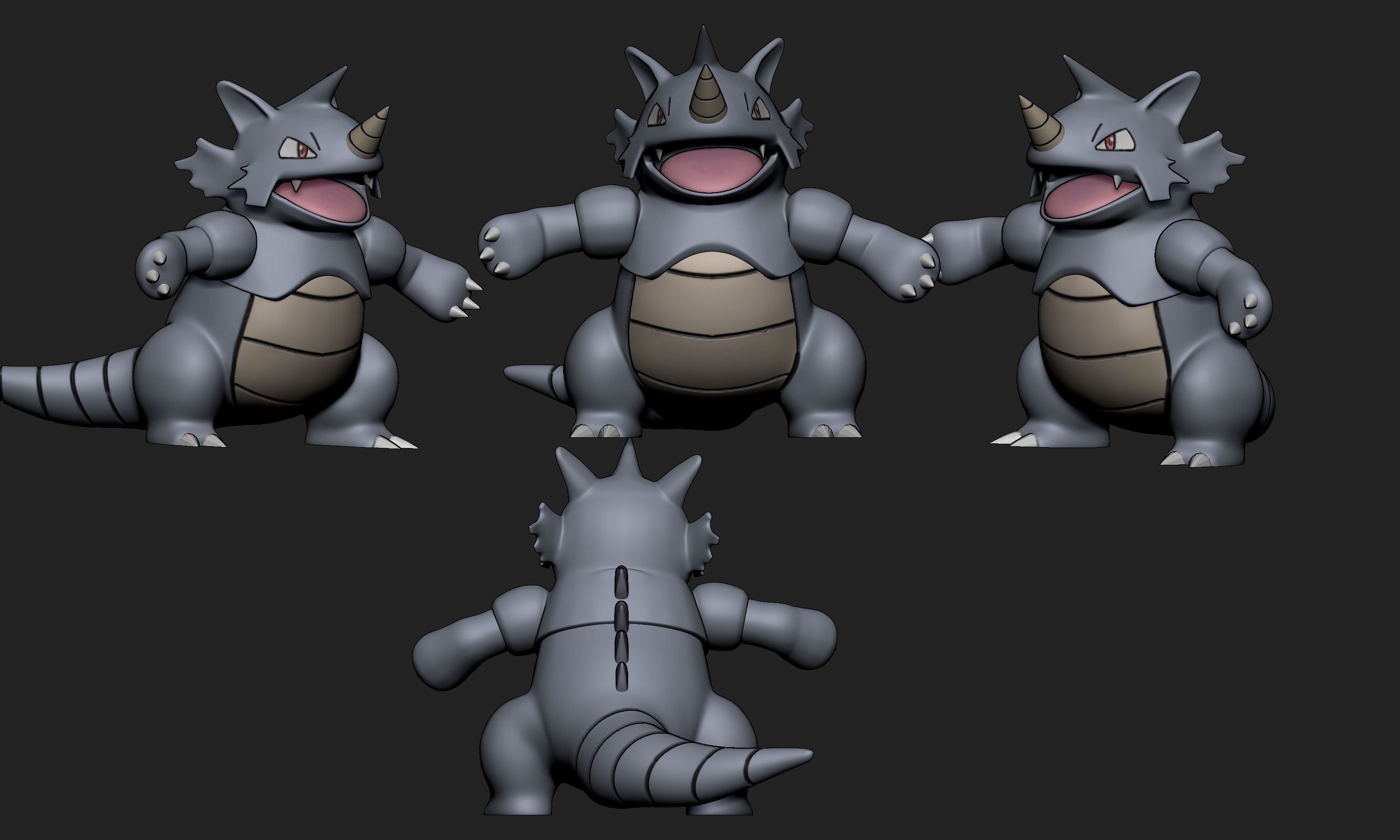 Pokemon - Rhydon with 2 different poses 3D print model_7